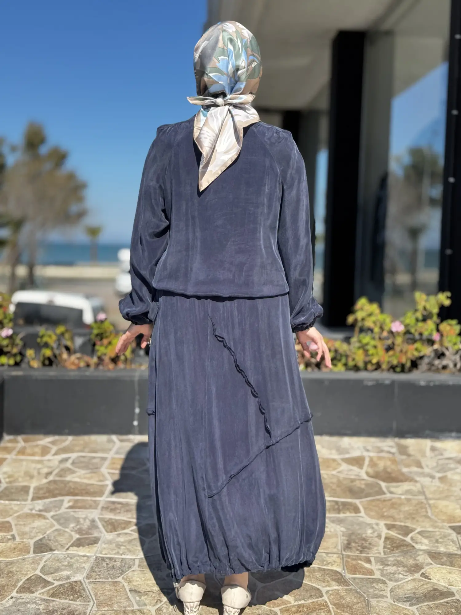 Misswhence Büzgü ve Fermuar Detaylı Cupra İpek Etek Bluz Takım 39020