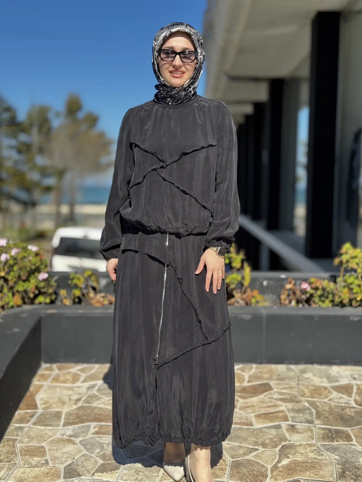 Misswhence Büzgü ve Fermuar Detaylı Cupra İpek Etek Bluz Takım 39020