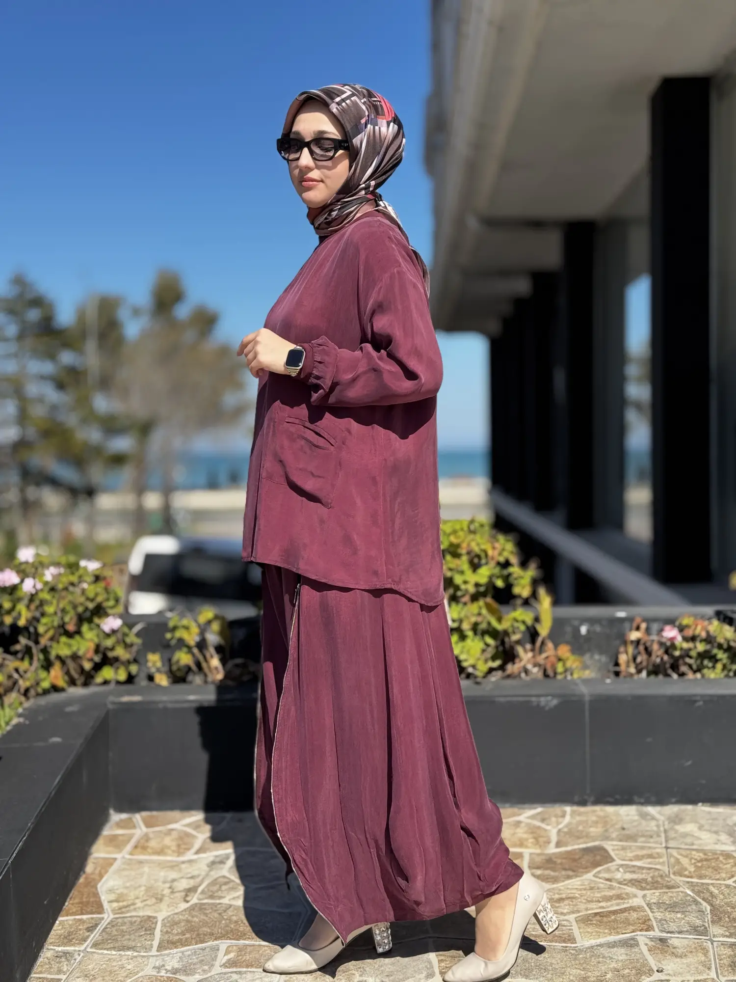 Misswhence İçi Pantolonlu Cupra İpek Tunik Şalvar Takım 39004