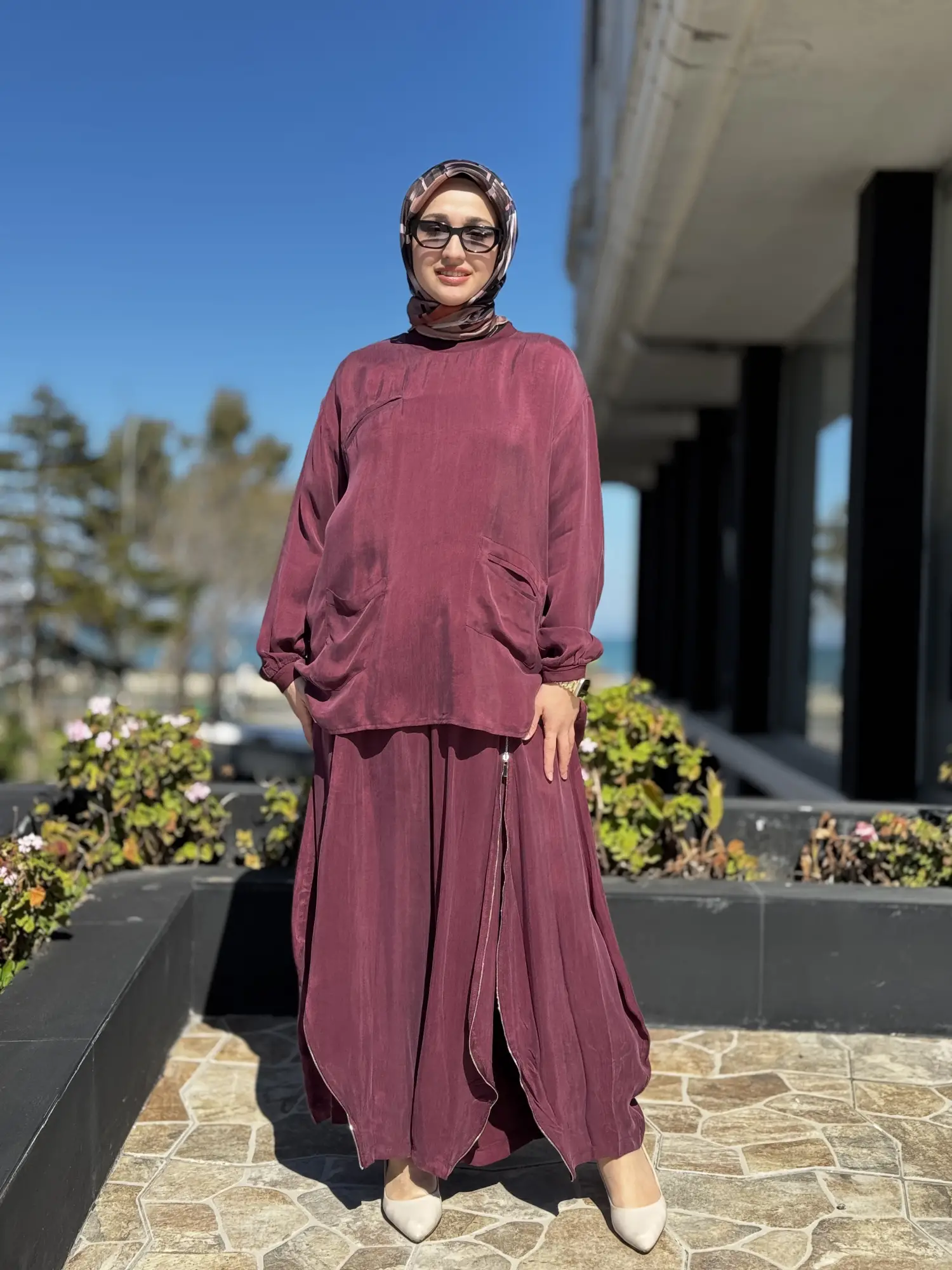 Misswhence İçi Pantolonlu Cupra İpek Tunik Şalvar Takım 39004