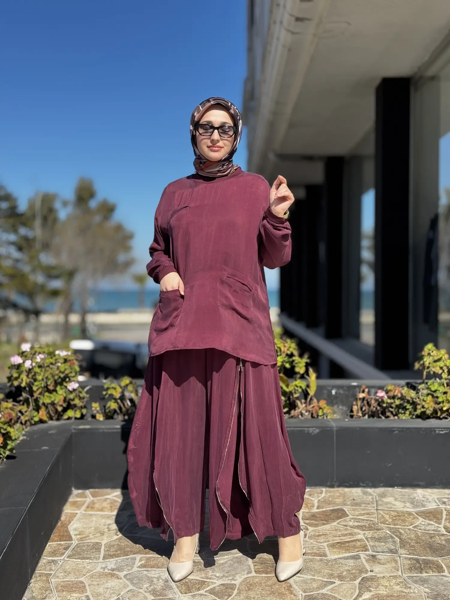 Misswhence İçi Pantolonlu Cupra İpek Tunik Şalvar Takım 39004