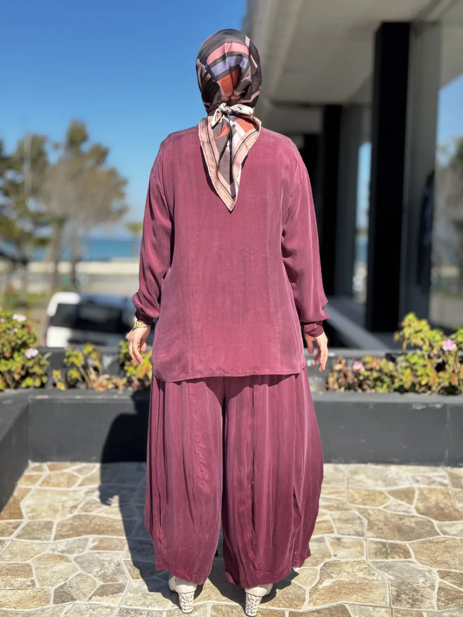 Misswhence İçi Pantolonlu Cupra İpek Tunik Şalvar Takım 39004