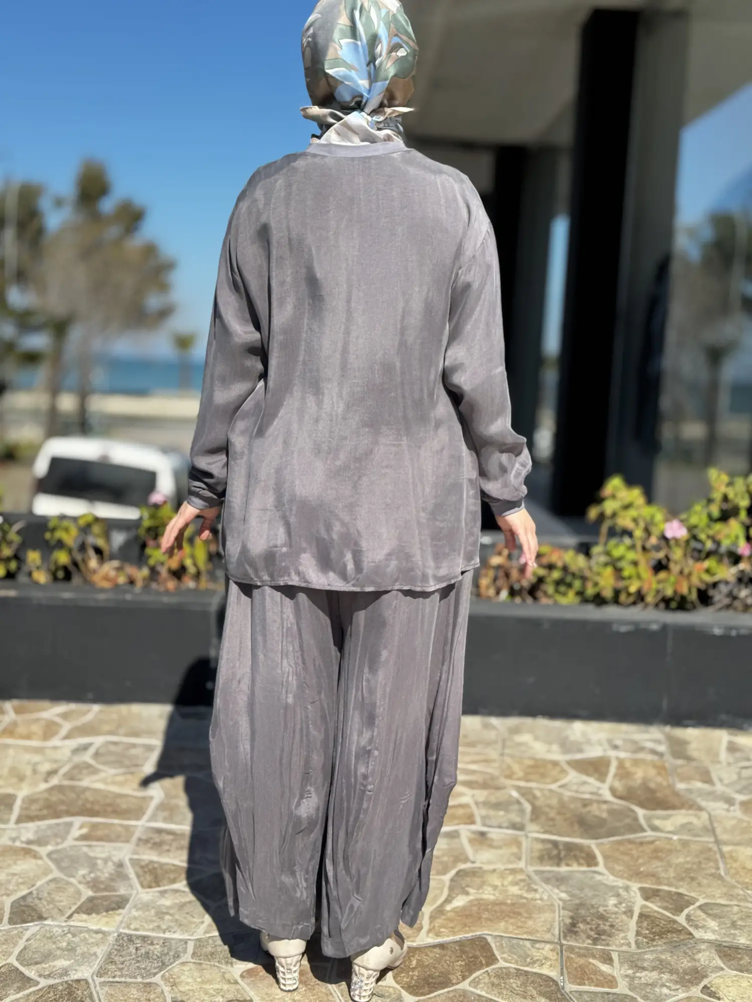 Misswhence İçi Pantolonlu Cupra İpek Tunik Şalvar Takım 39004