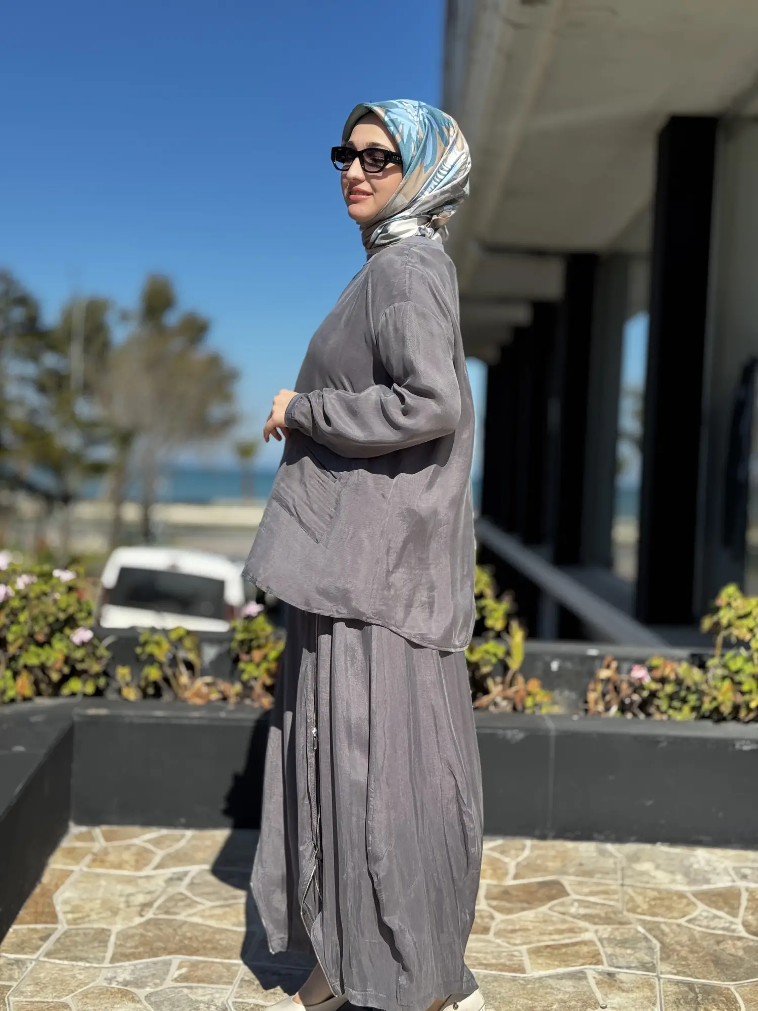 Misswhence İçi Pantolonlu Cupra İpek Tunik Şalvar Takım 39004