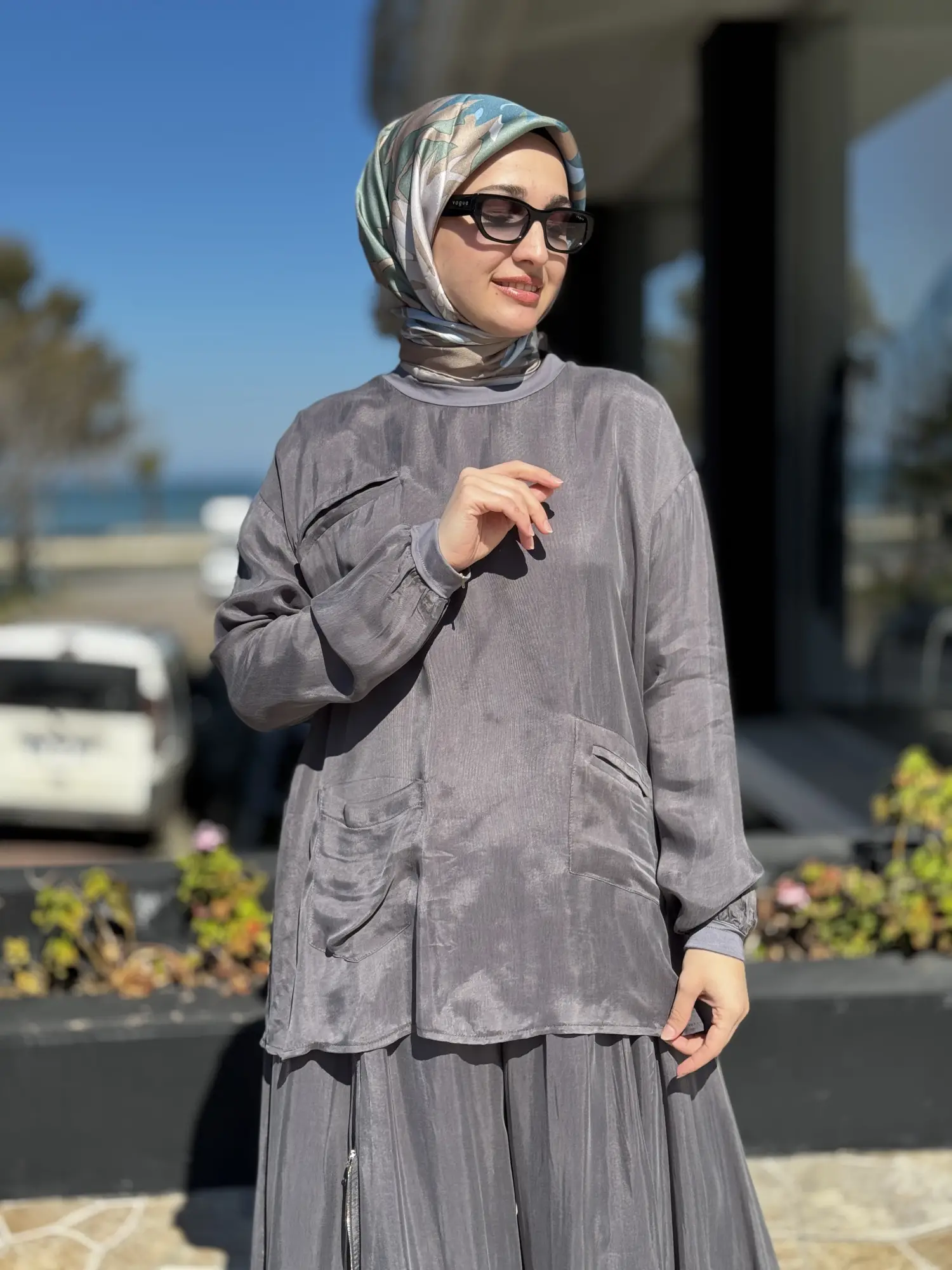 Misswhence İçi Pantolonlu Cupra İpek Tunik Şalvar Takım 39004