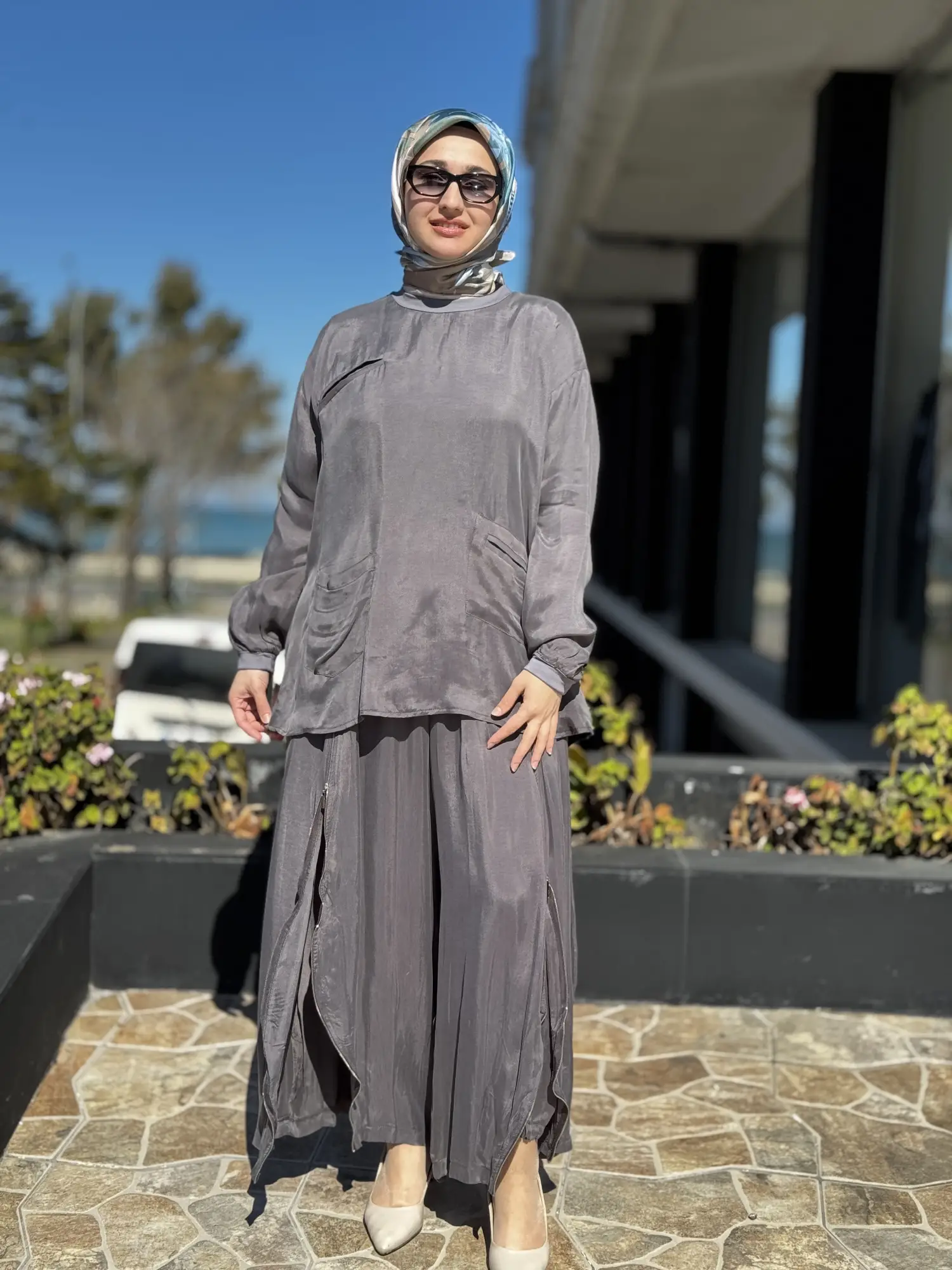 Misswhence İçi Pantolonlu Cupra İpek Tunik Şalvar Takım 39004