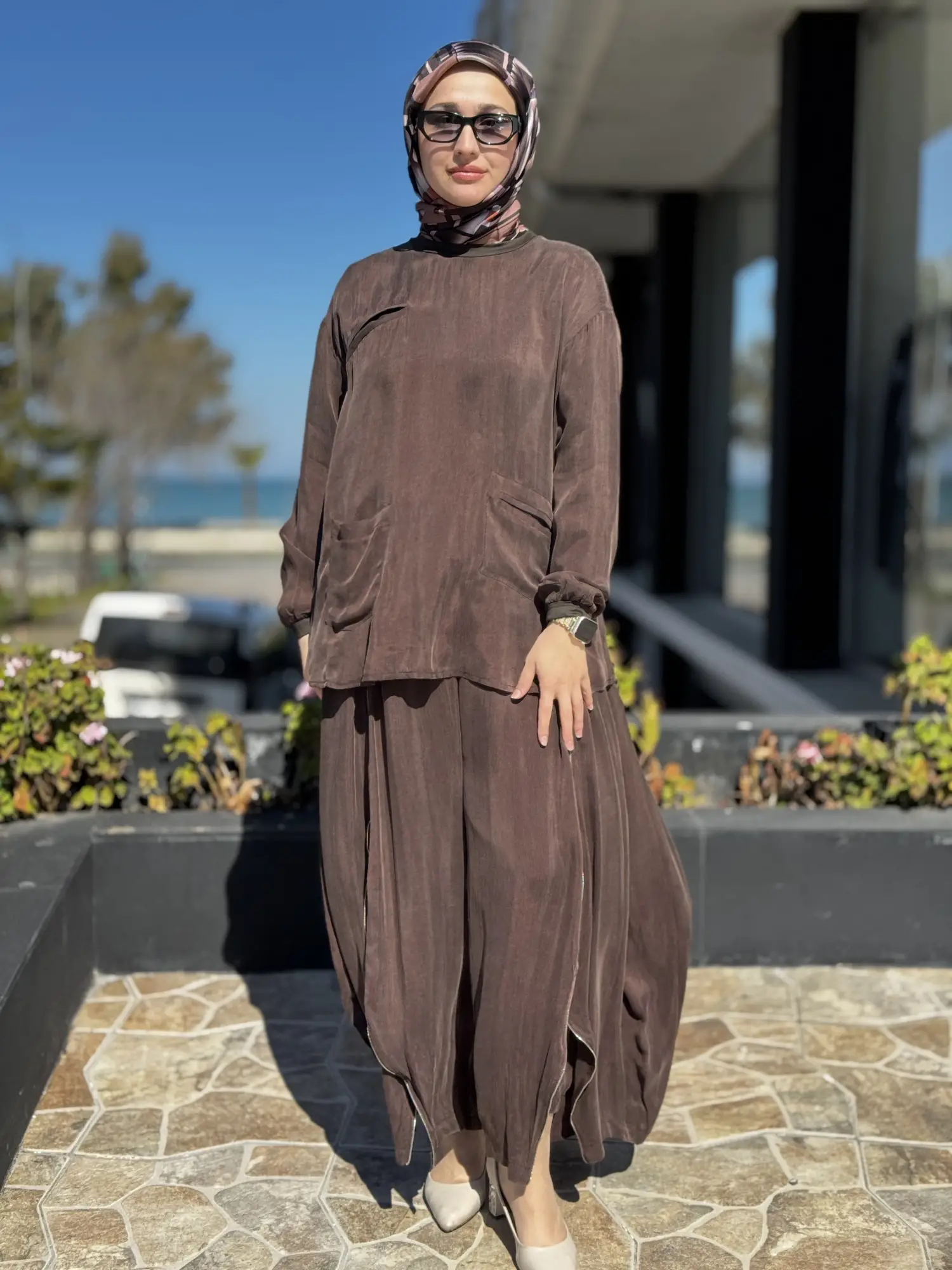 Misswhence İçi Pantolonlu Cupra İpek Tunik Şalvar Takım 39004