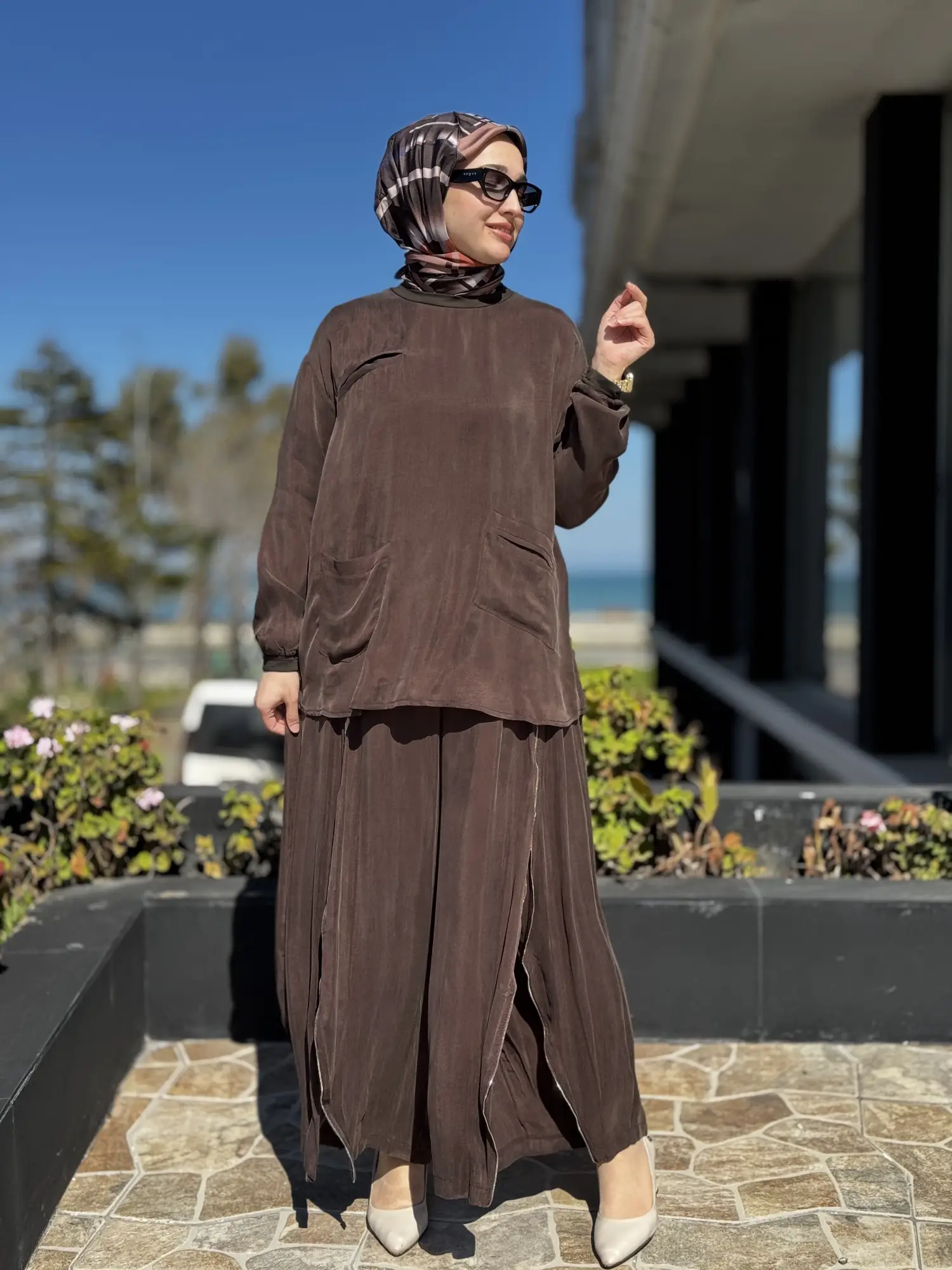 Misswhence İçi Pantolonlu Cupra İpek Tunik Şalvar Takım 39004