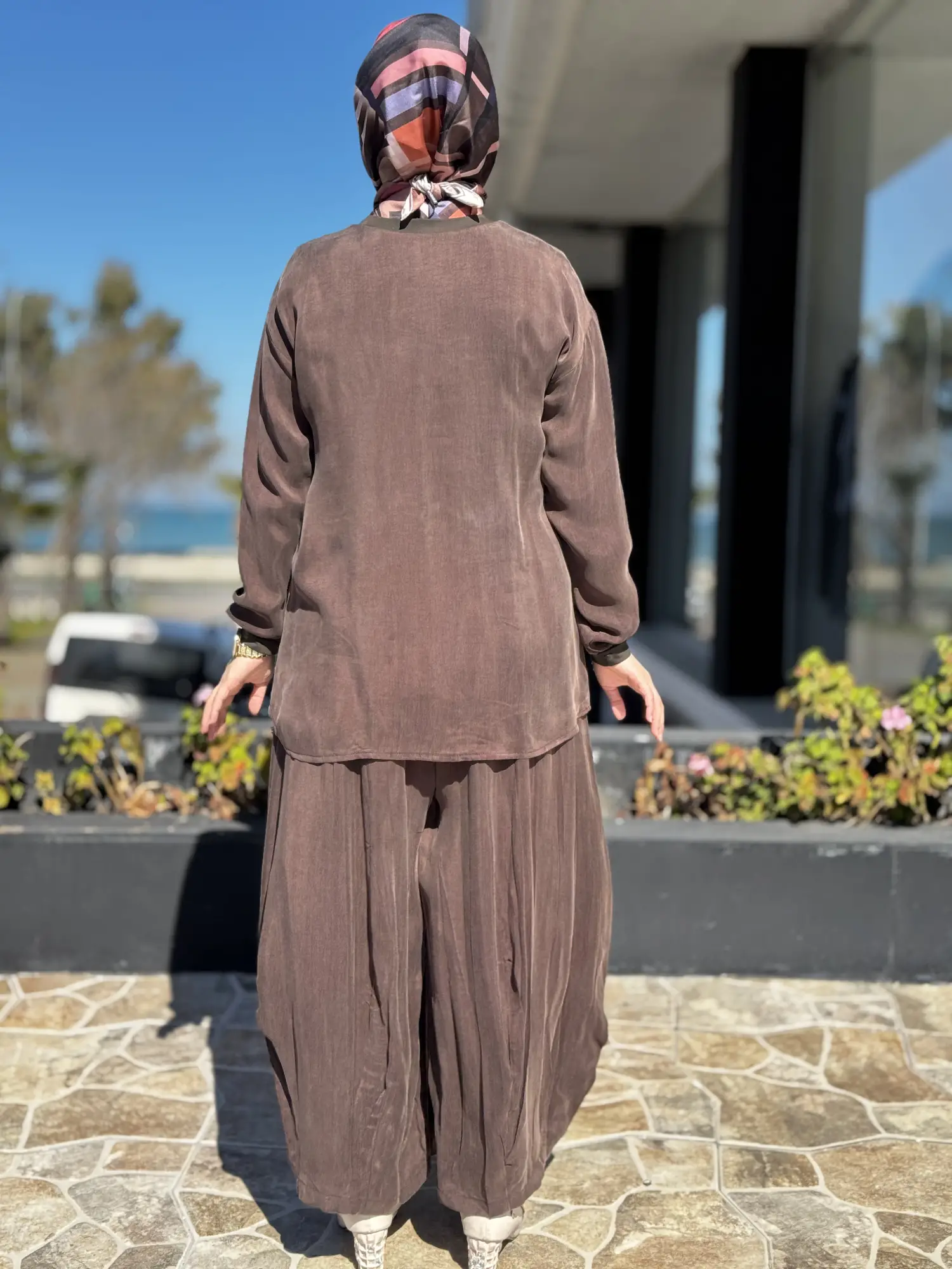 Misswhence İçi Pantolonlu Cupra İpek Tunik Şalvar Takım 39004