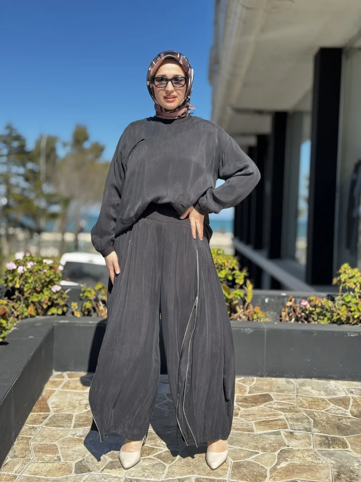 Misswhence İçi Pantolonlu Cupra İpek Tunik Şalvar Takım 39004