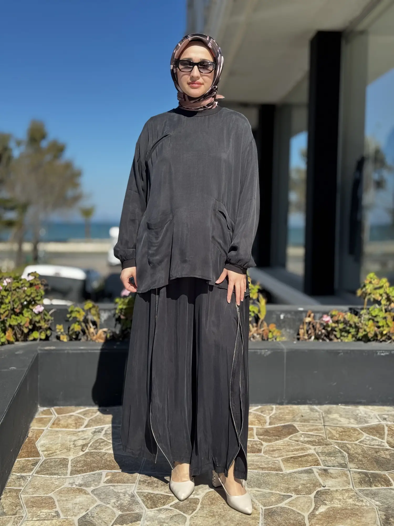 Misswhence İçi Pantolonlu Cupra İpek Tunik Şalvar Takım 39004