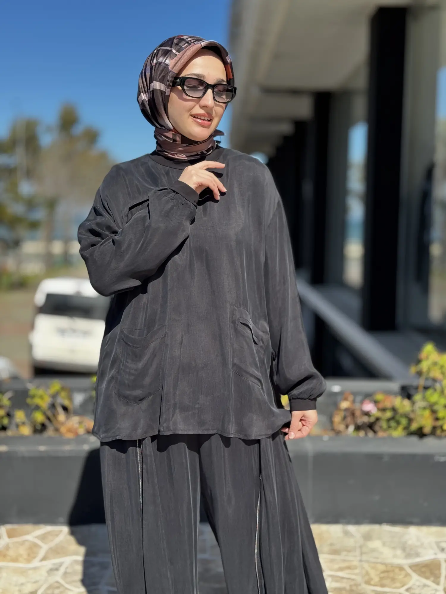 Misswhence İçi Pantolonlu Cupra İpek Tunik Şalvar Takım 39004