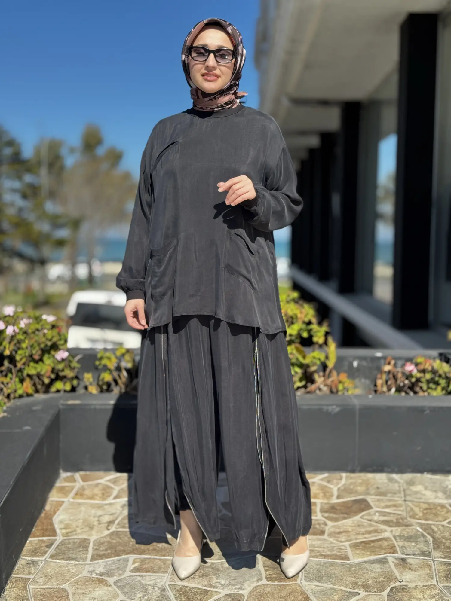 Misswhence İçi Pantolonlu Cupra İpek Tunik Şalvar Takım 39004