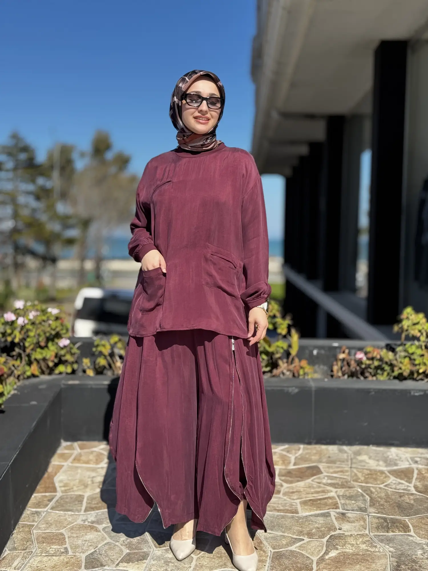 Misswhence İçi Pantolonlu Cupra İpek Tunik Şalvar Takım 39004