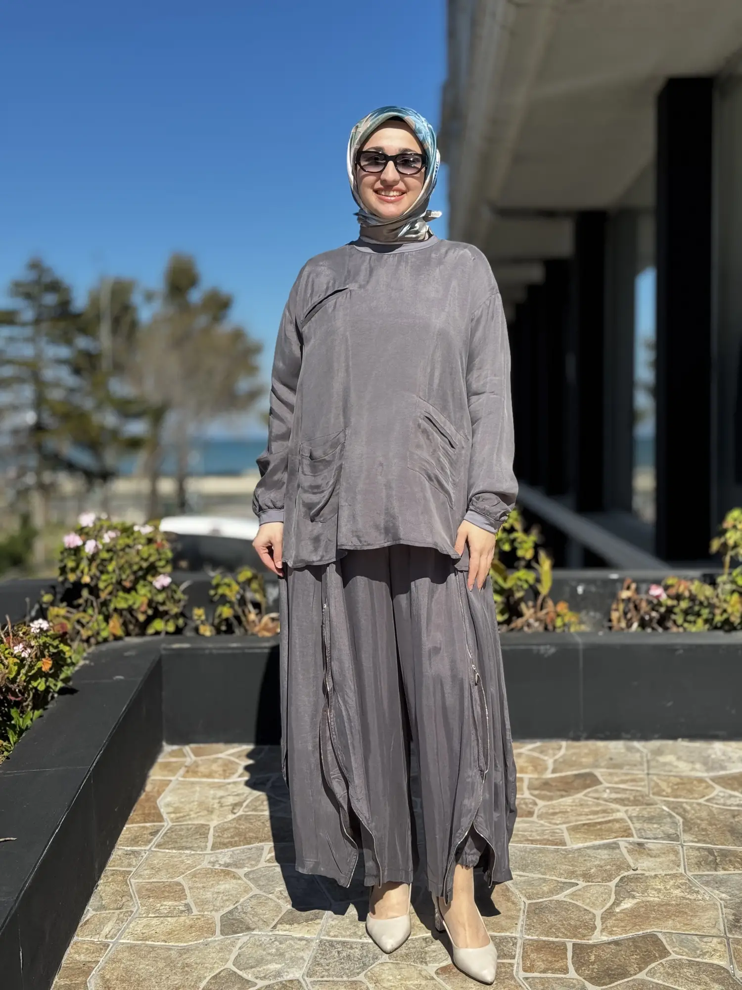 Misswhence İçi Pantolonlu Cupra İpek Tunik Şalvar Takım 39004