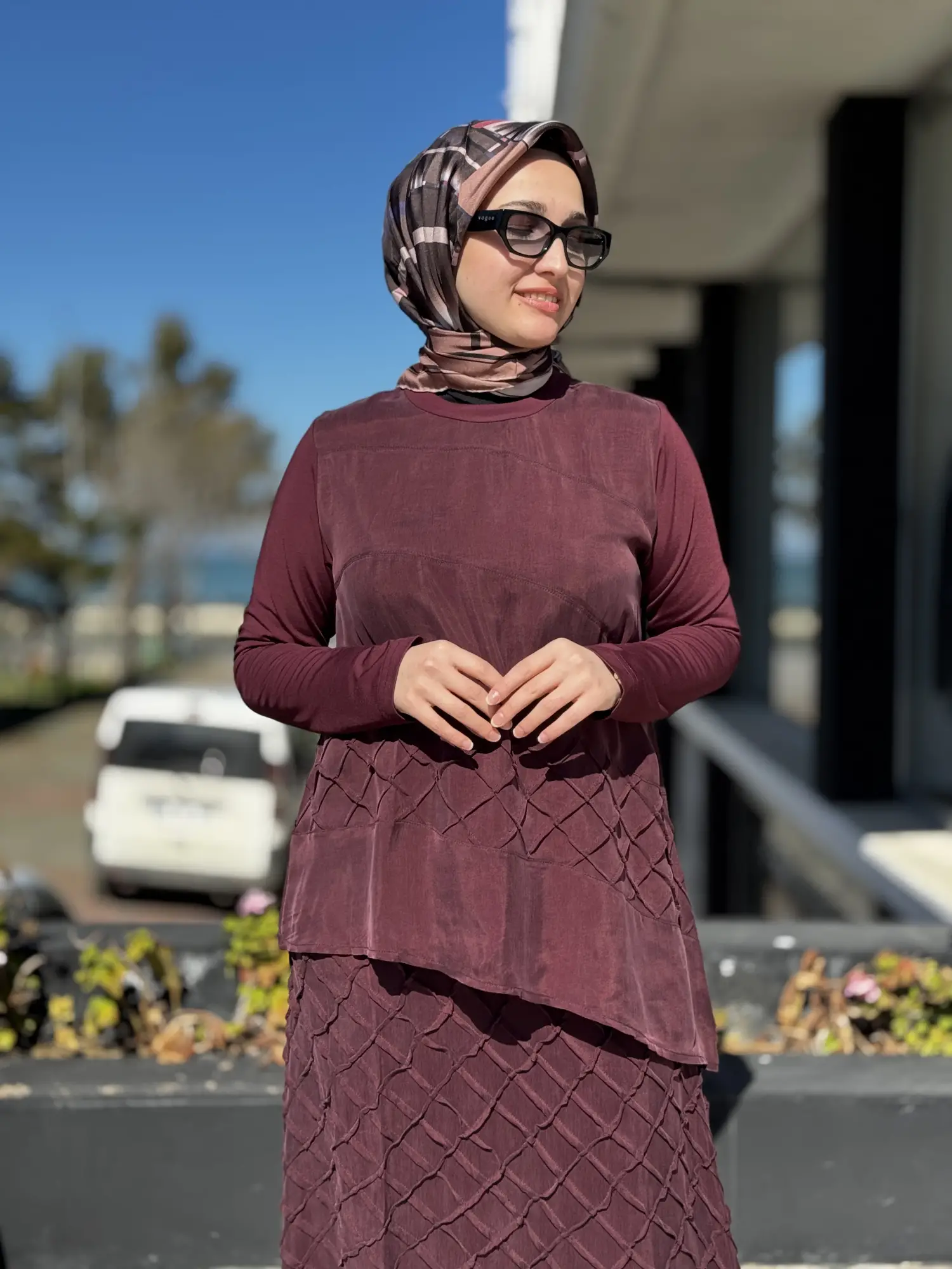 Misswhence Üç Boyutlu Dikiş Detaylı Cupra İpek Etek Bluz Takım 39002