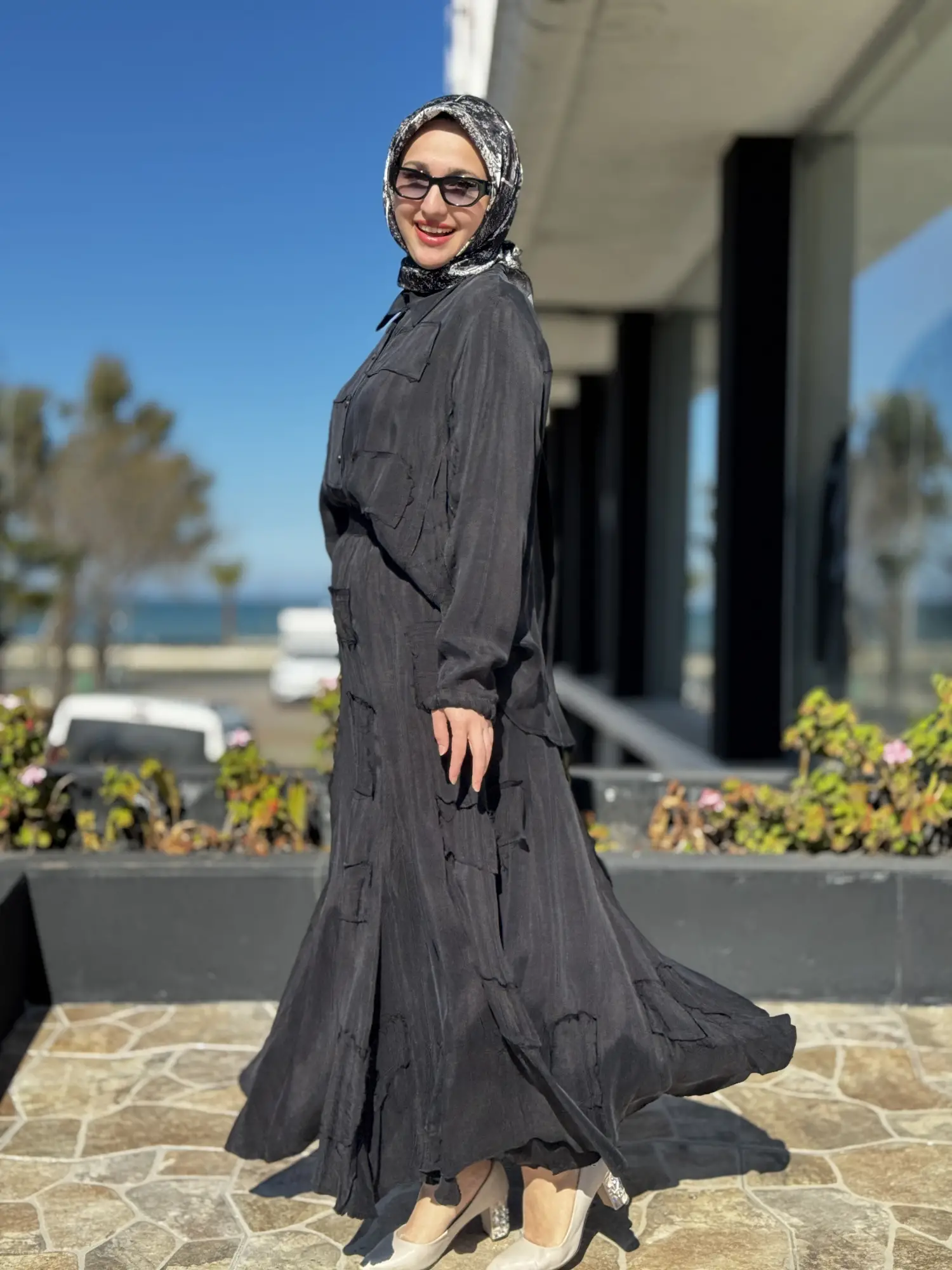 Misswhence Parça Kumaş Kombinli Cupra İpek Gömlek Etek Takım 39304