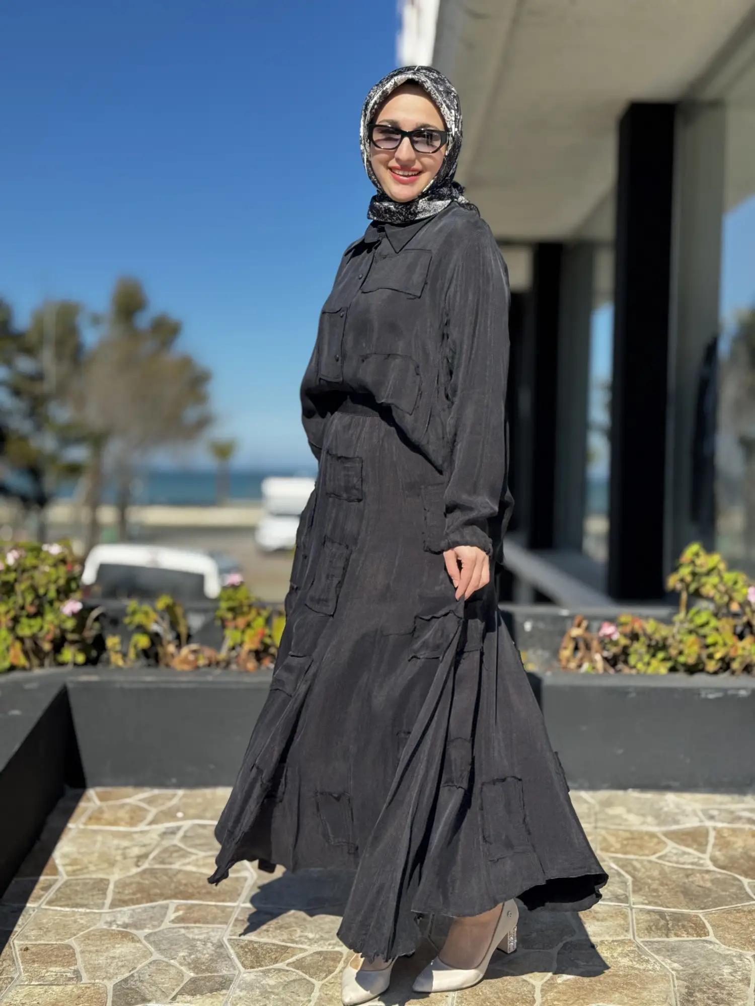 Misswhence Parça Kumaş Kombinli Cupra İpek Gömlek Etek Takım 39304