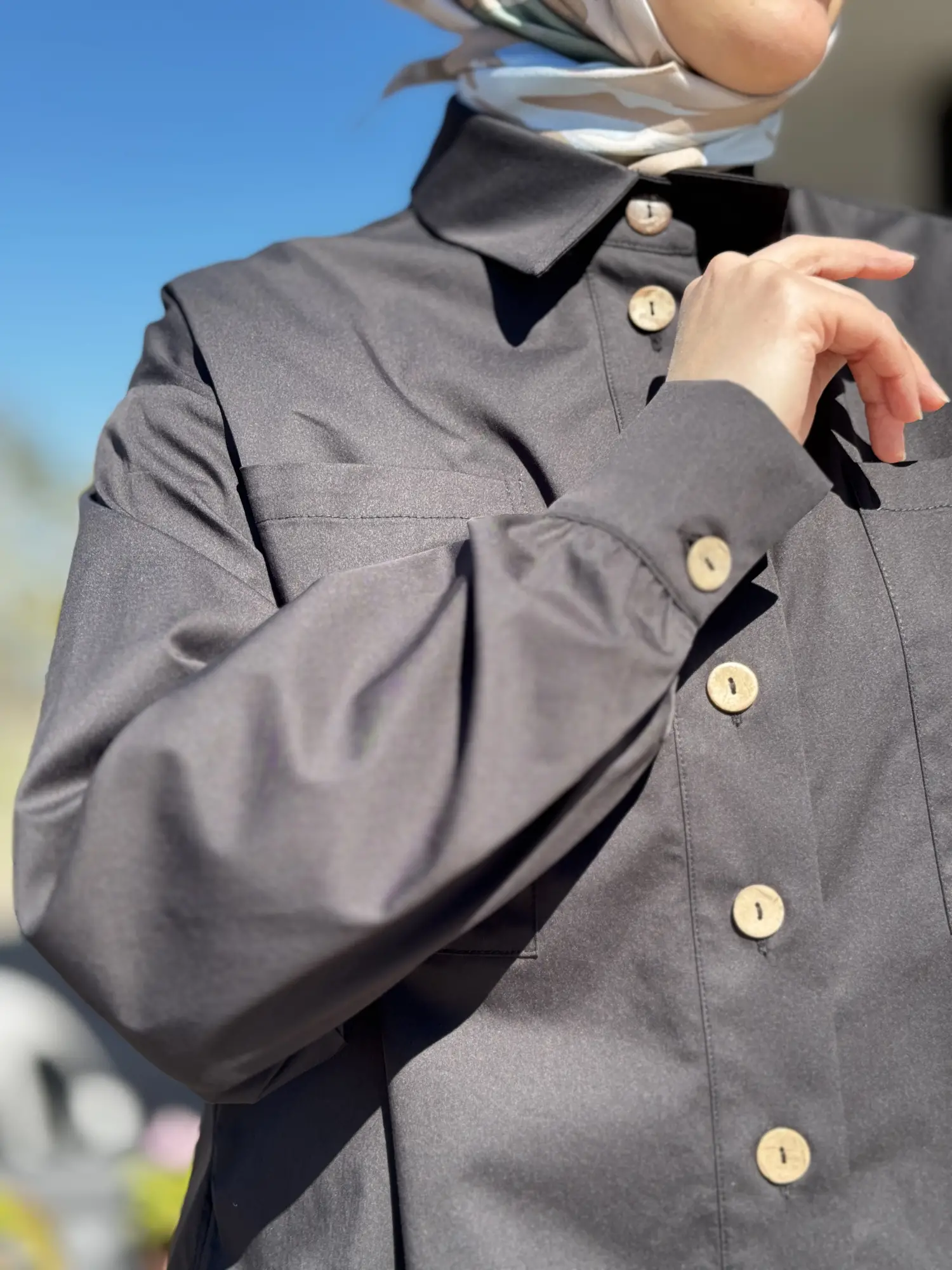 Almarwah Çift Cepli Asimetrik Poplin Gömlek 101003