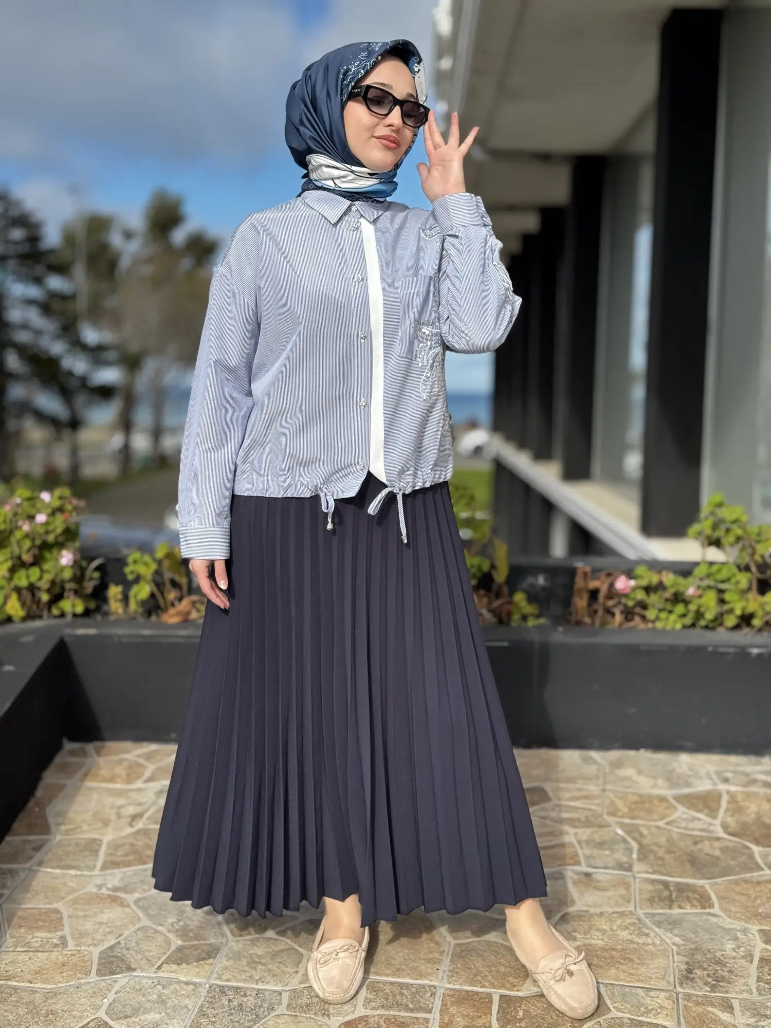 Kayra Beli Lastikli Pliseli Etek KA12505