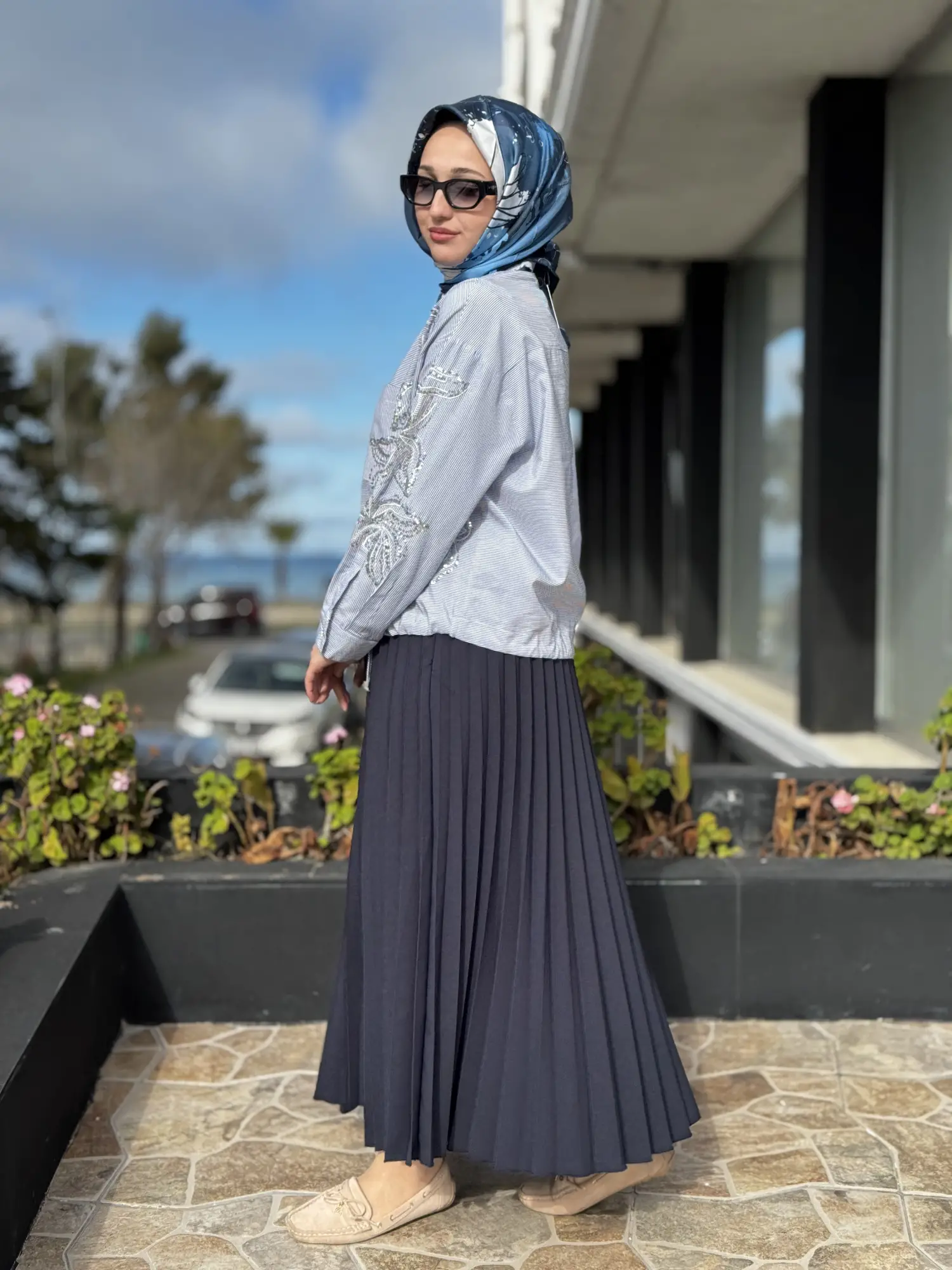 Kayra Beli Lastikli Pliseli Etek KA12505