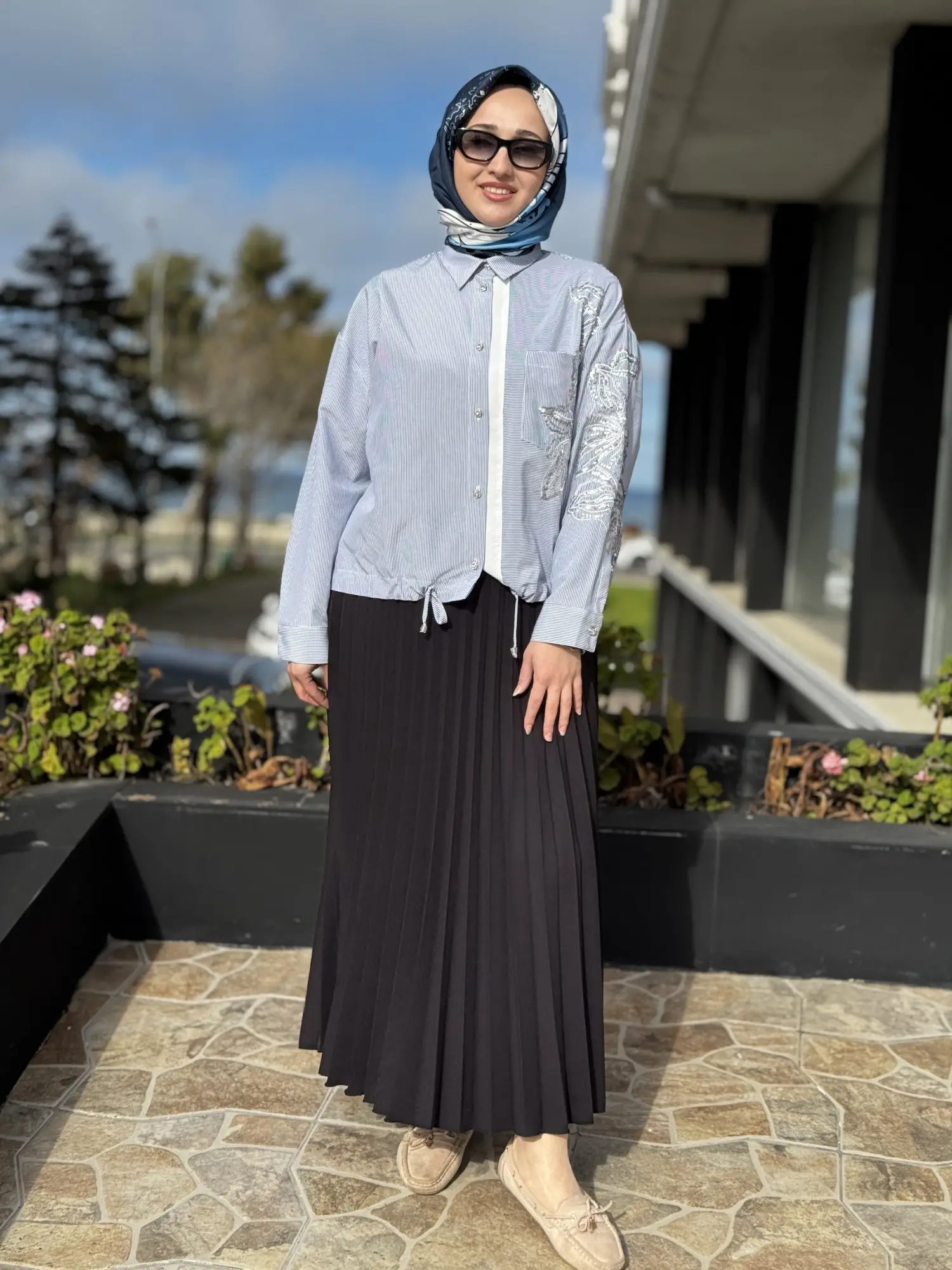 Kayra Beli Lastikli Pliseli Etek KA12505