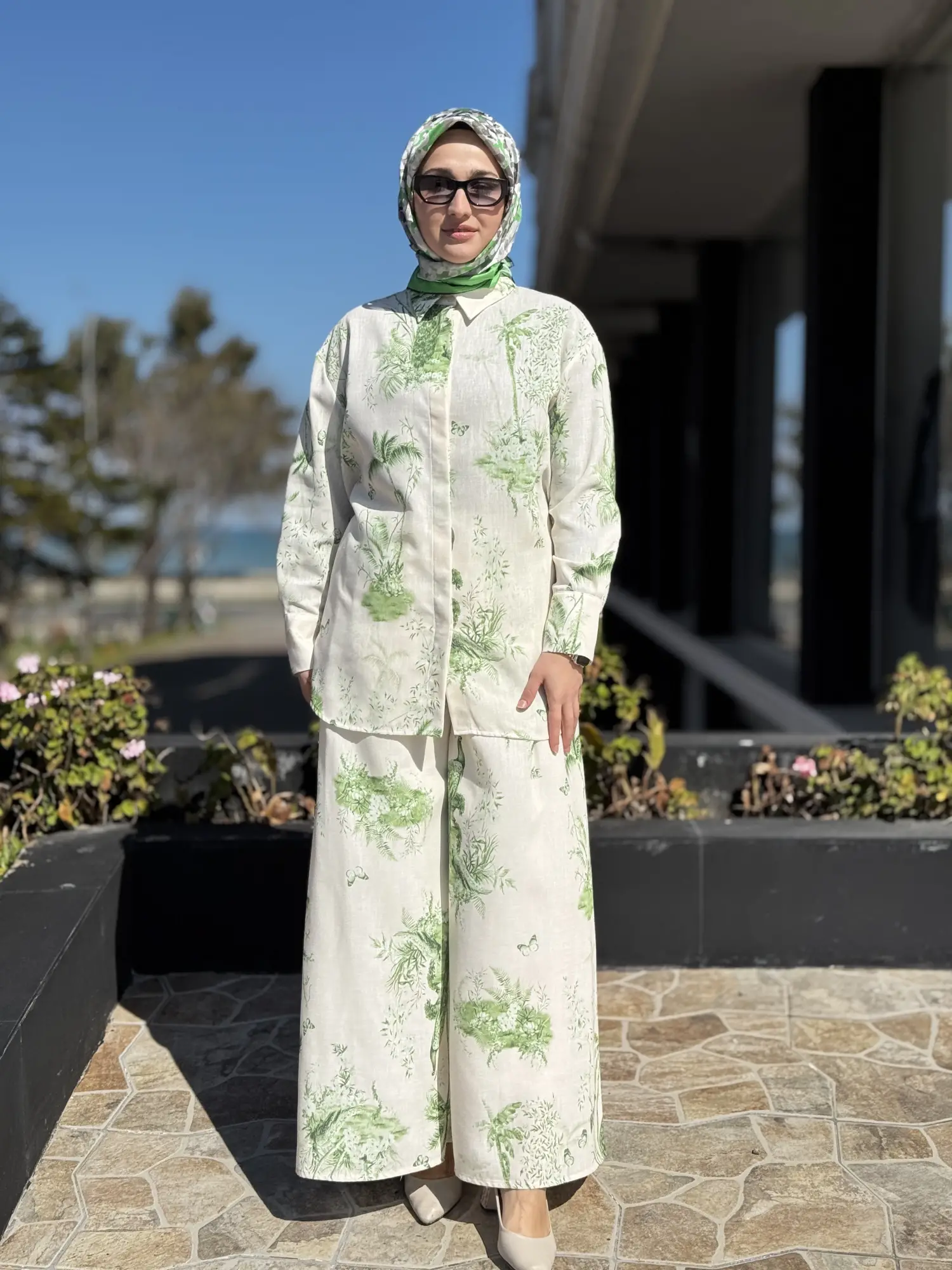 Vuu Safari Desenli Bol Gömlek Pantolon Takım