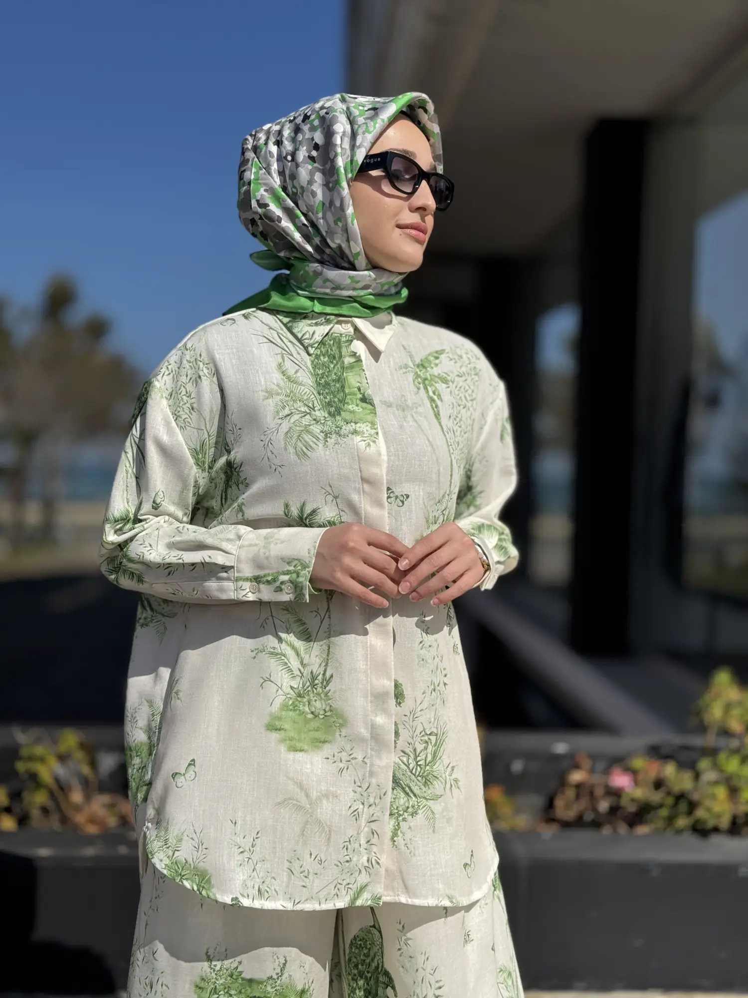 Vuu Safari Desenli Bol Gömlek Pantolon Takım