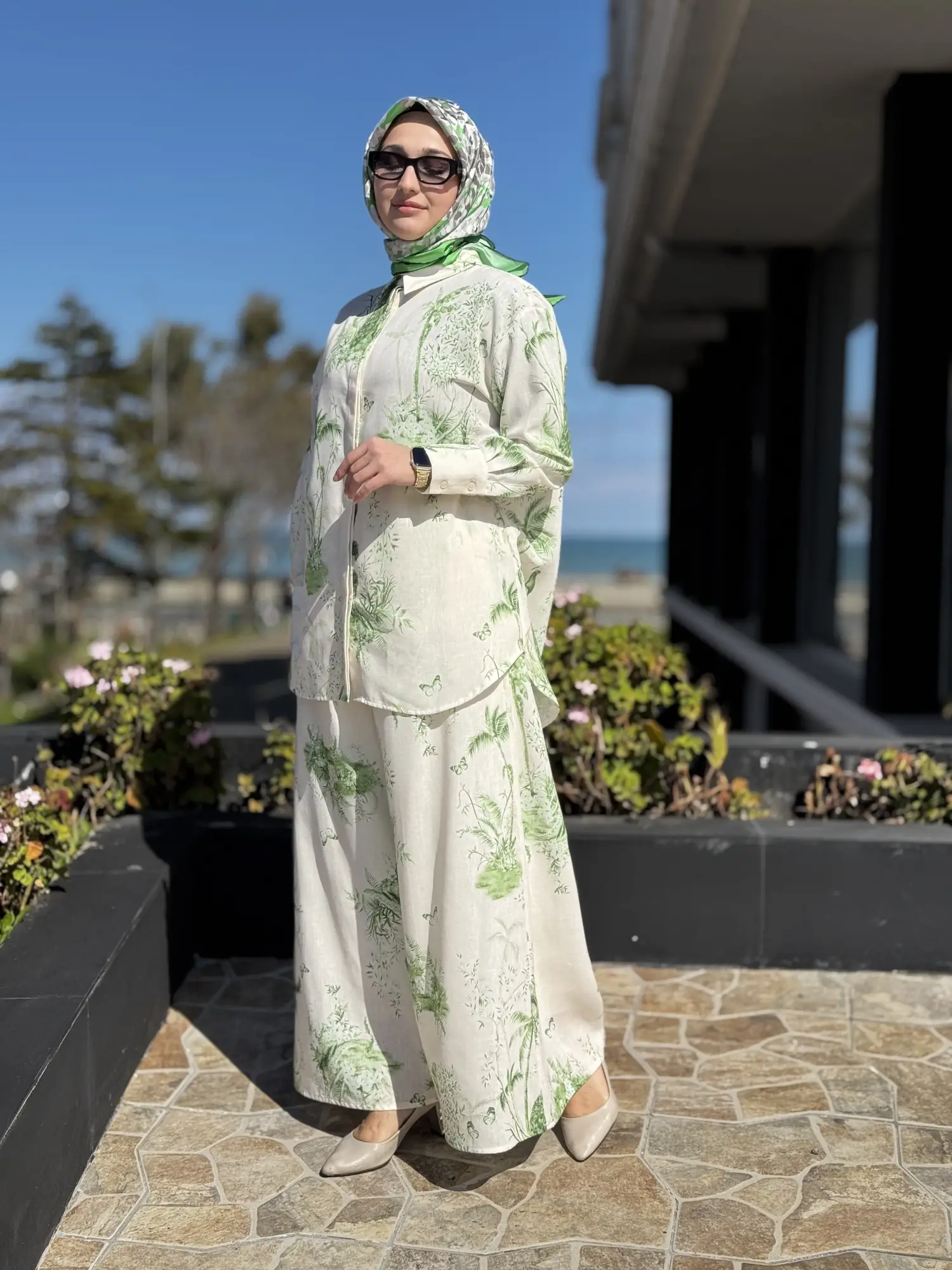 Vuu Safari Desenli Bol Gömlek Pantolon Takım