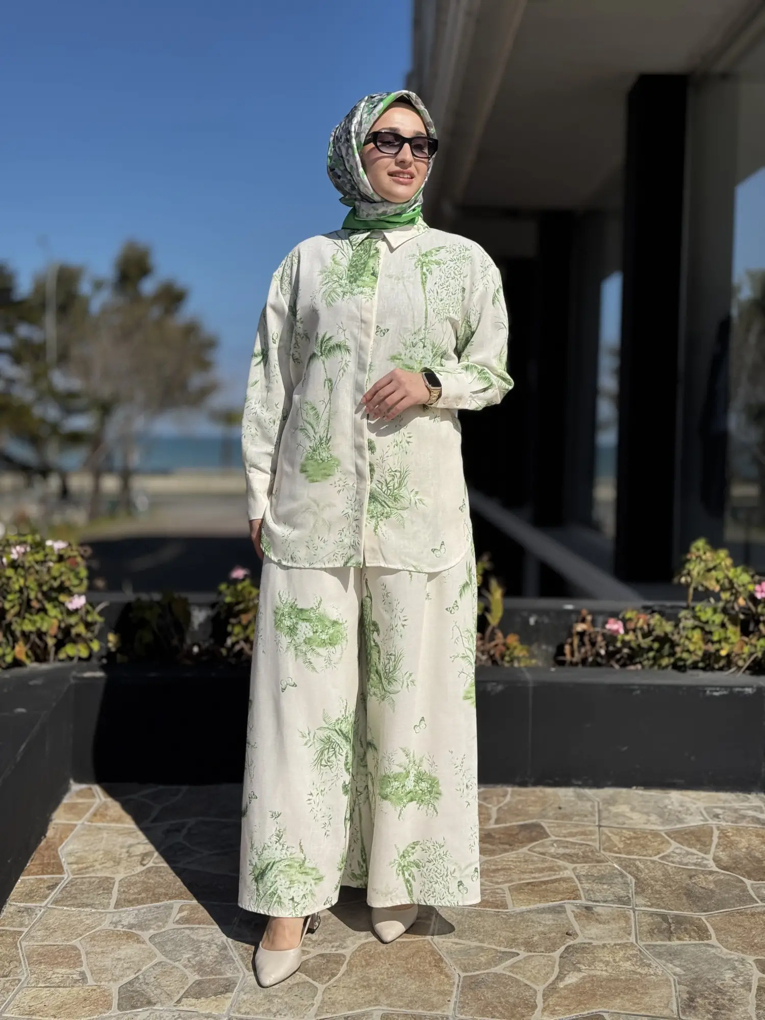 Vuu Safari Desenli Bol Gömlek Pantolon Takım