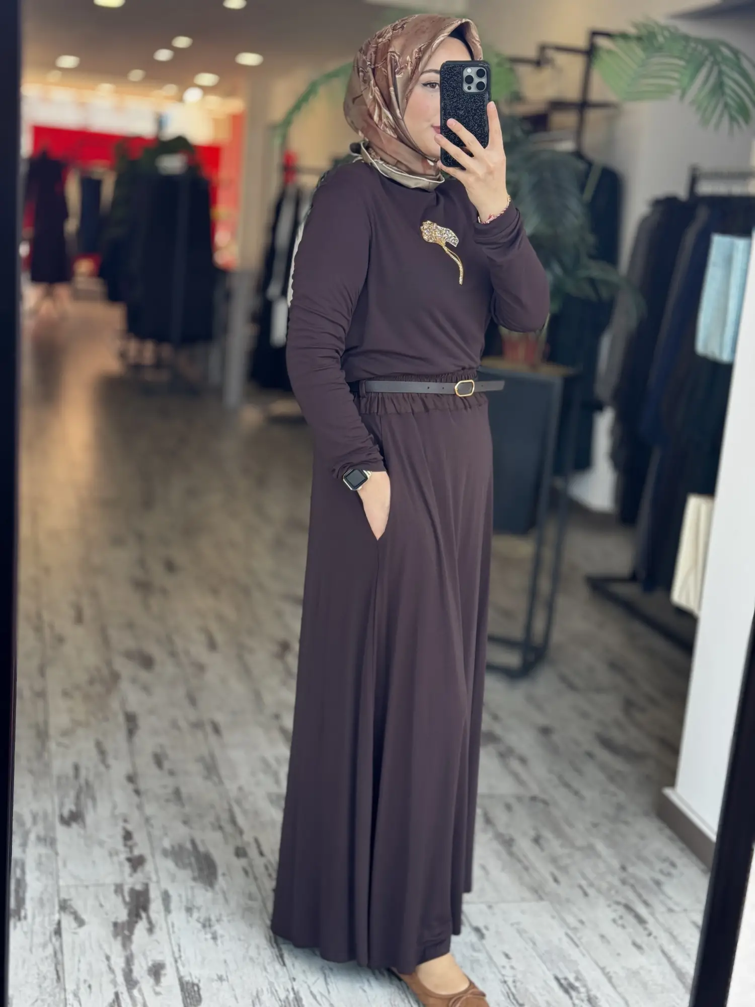 Qupra Önü Taş Detaylı Modal Bluz Etek Takım WAD1263