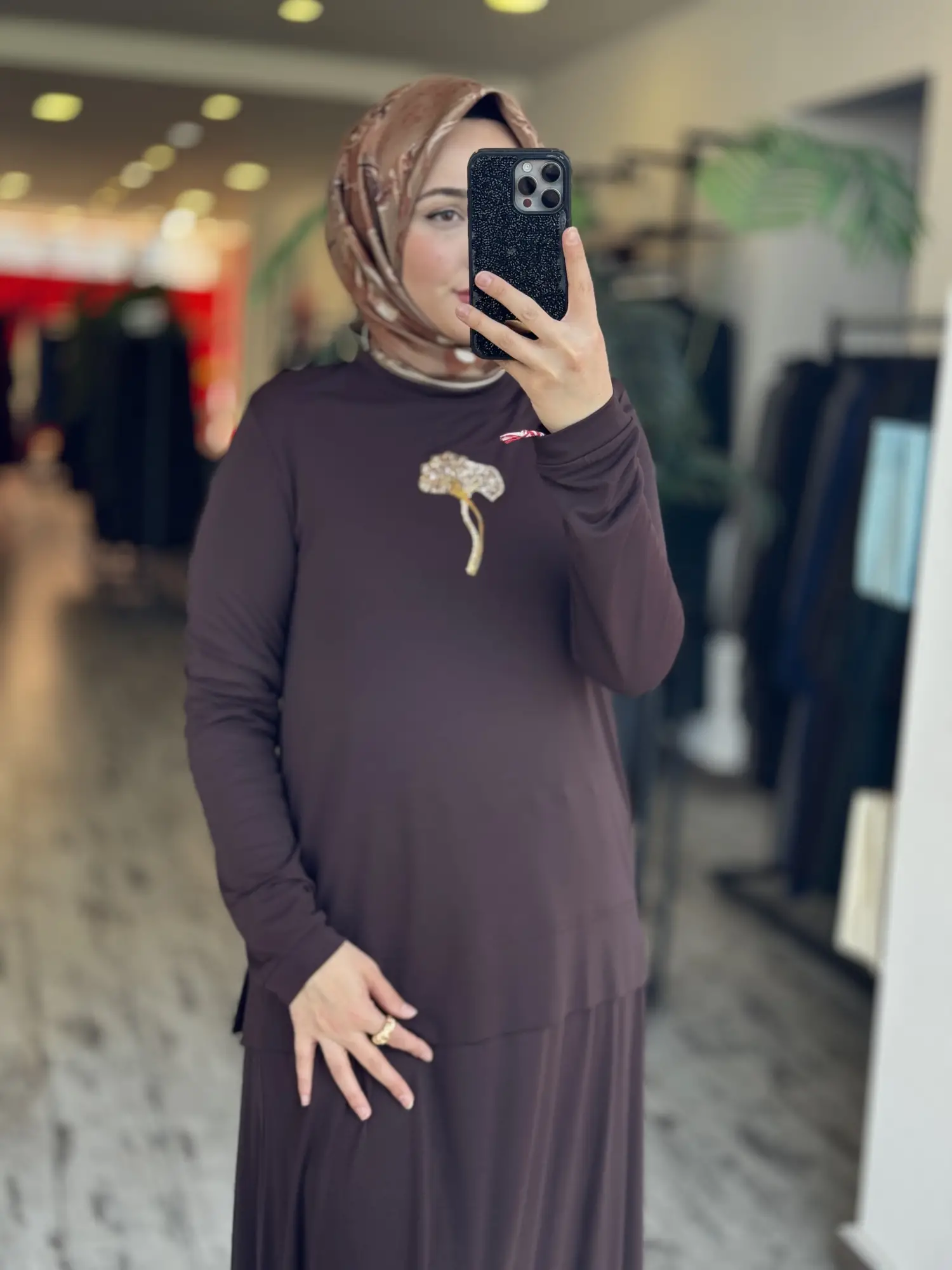 Qupra Önü Taş Detaylı Modal Bluz Etek Takım WAD1263