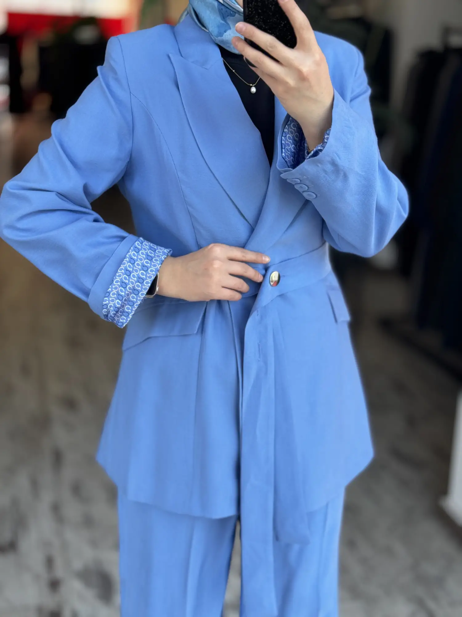 Qupra Astarı Desenli Blazer Ceket Pantolon Takım WAD12103