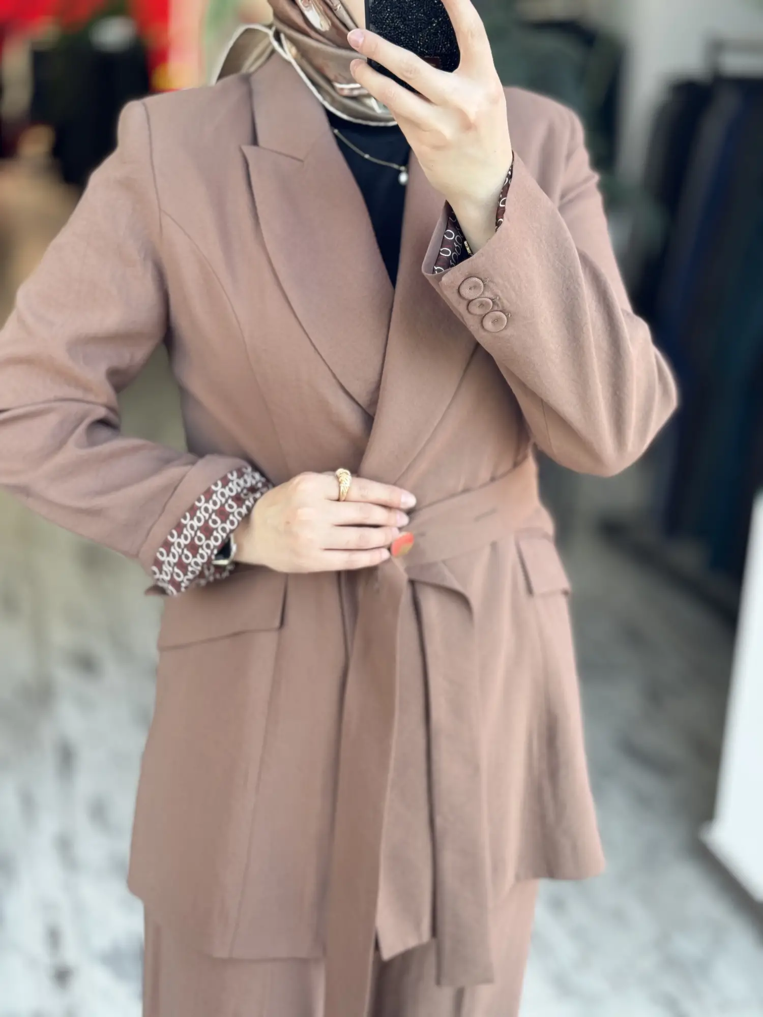 Qupra Astarı Desenli Blazer Ceket Pantolon Takım WAD12103