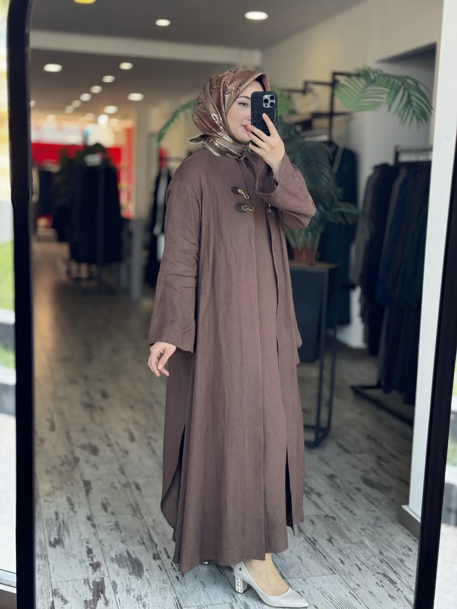 Qupra Parça Detaylı Keten Kimono Elbise Takım WAD1530