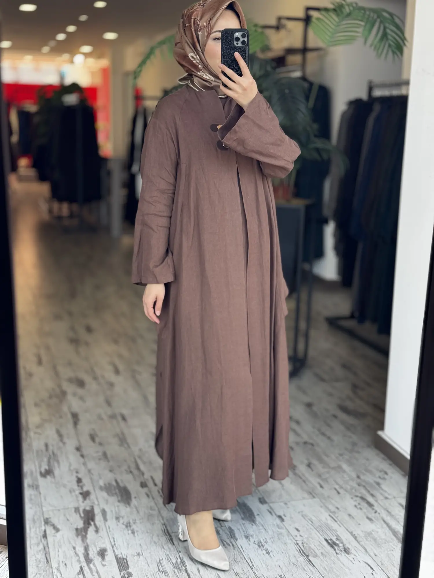 Qupra Parça Detaylı Keten Kimono Elbise Takım WAD1530