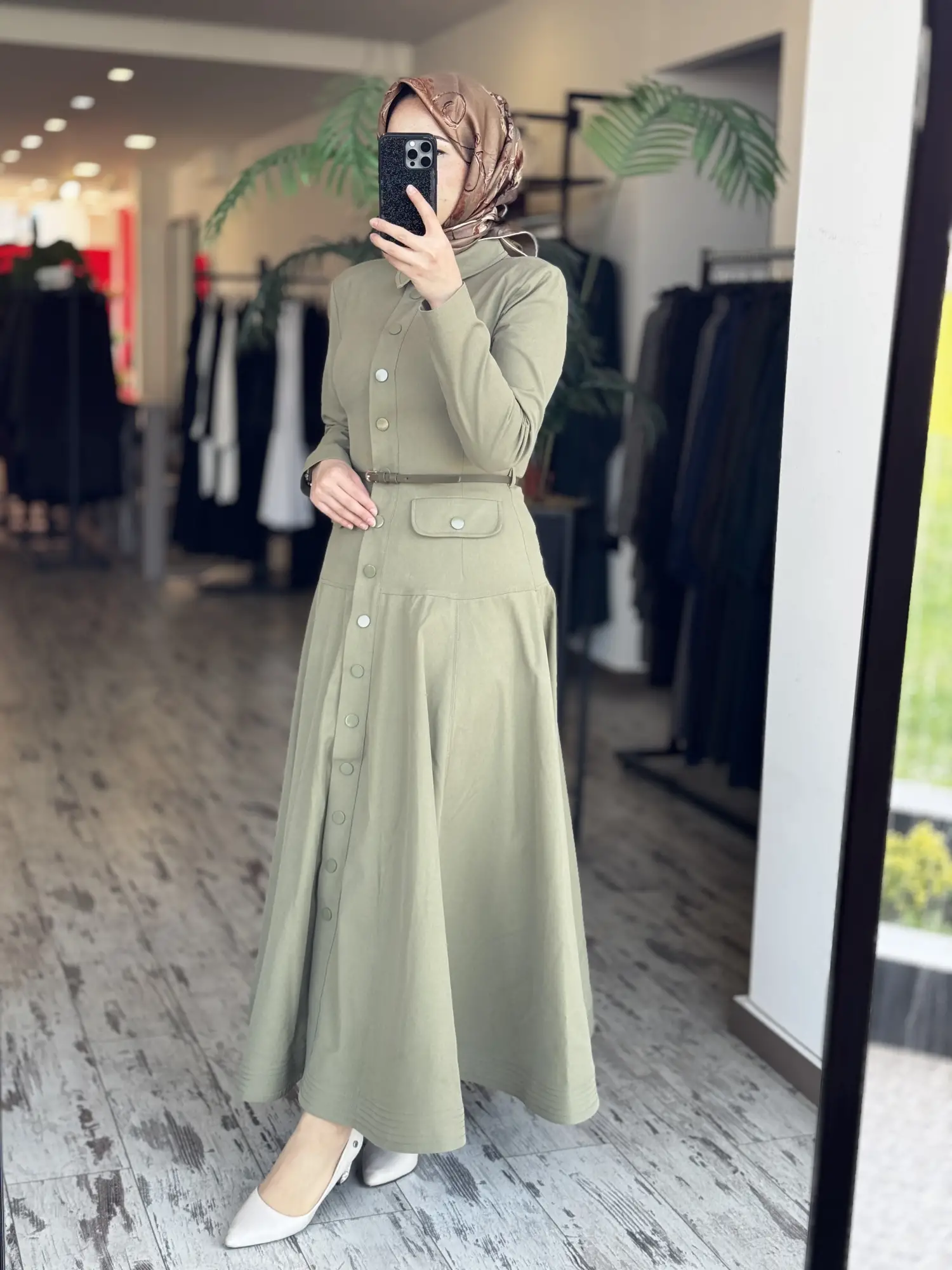 Vuu Belden Oturtmalı Denim Elbise