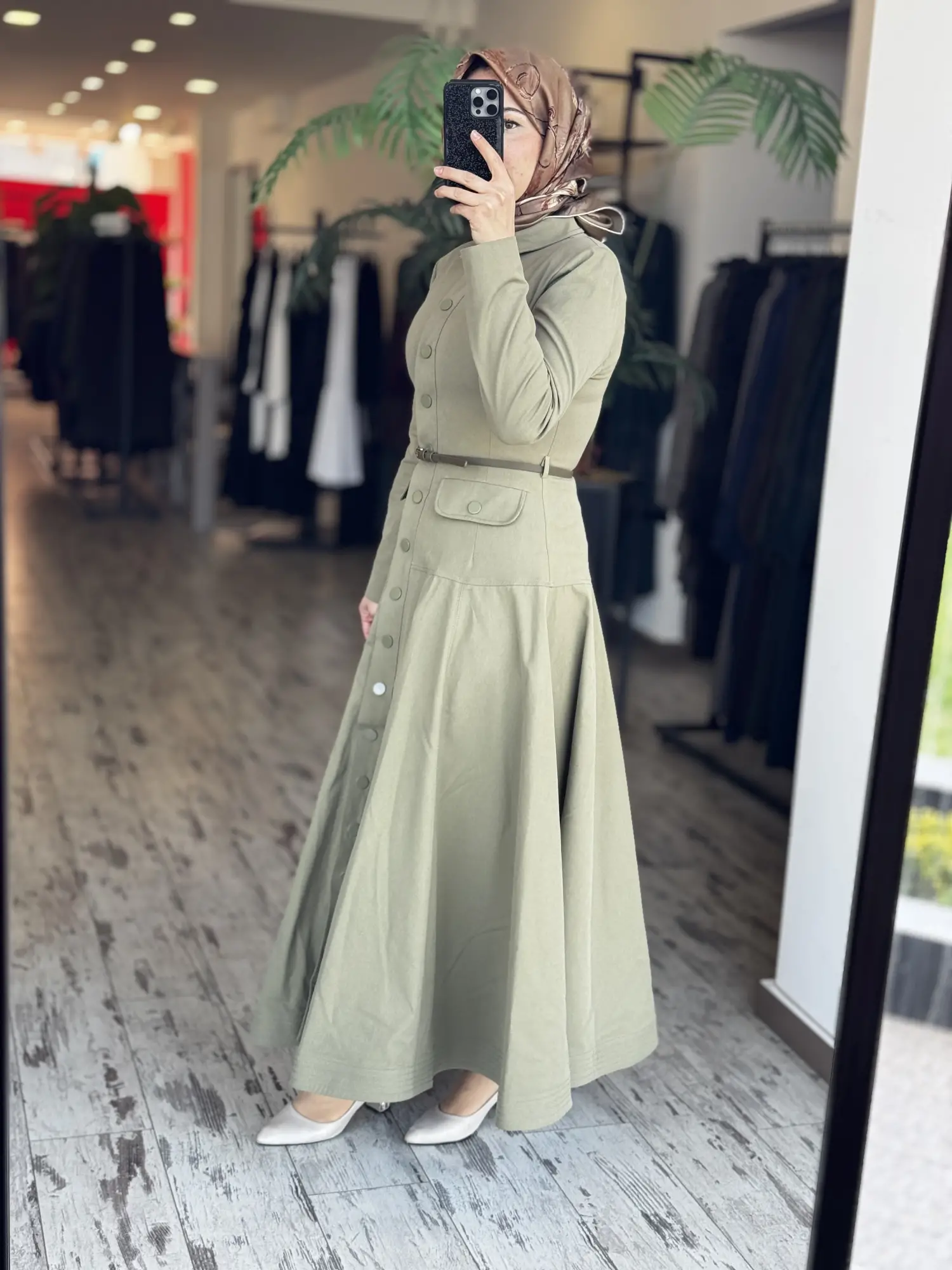 Vuu Belden Oturtmalı Denim Elbise