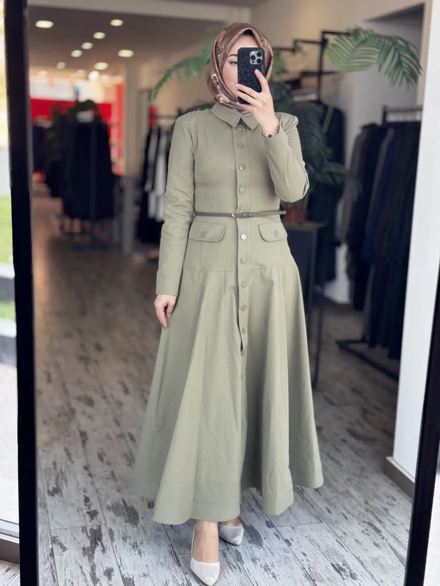 Vuu Belden Oturtmalı Denim Elbise