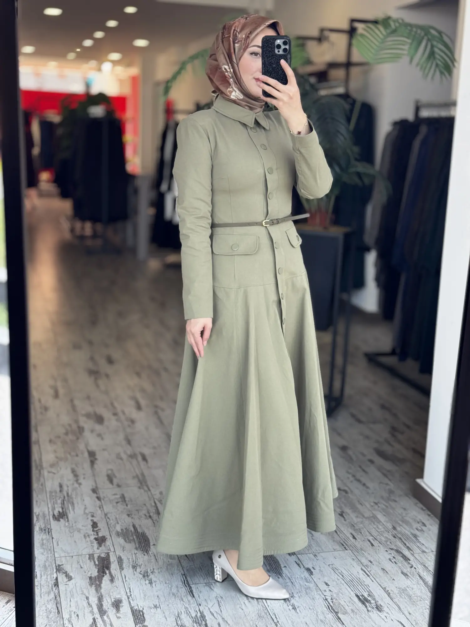 Vuu Belden Oturtmalı Denim Elbise