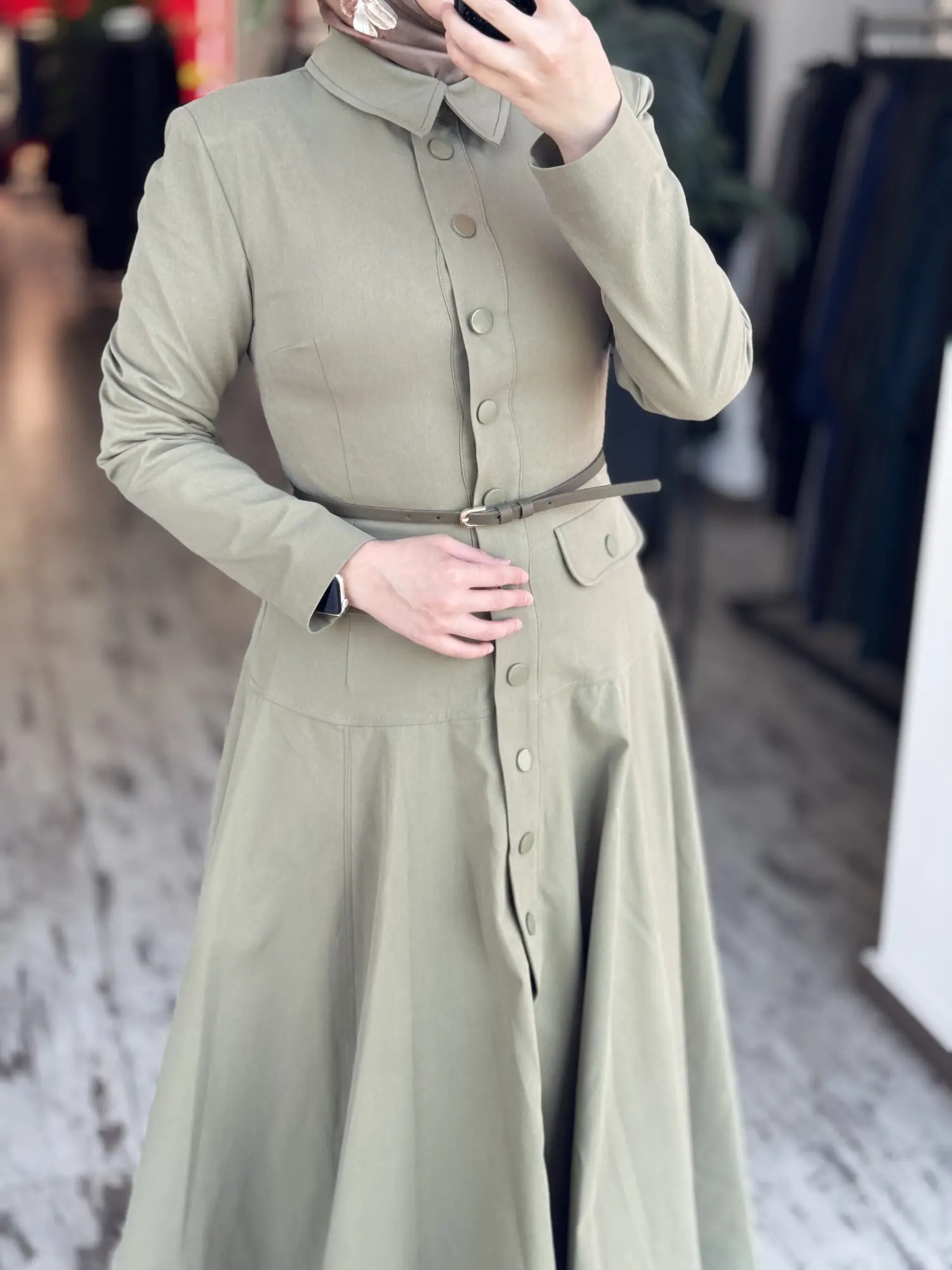 Vuu Belden Oturtmalı Denim Elbise