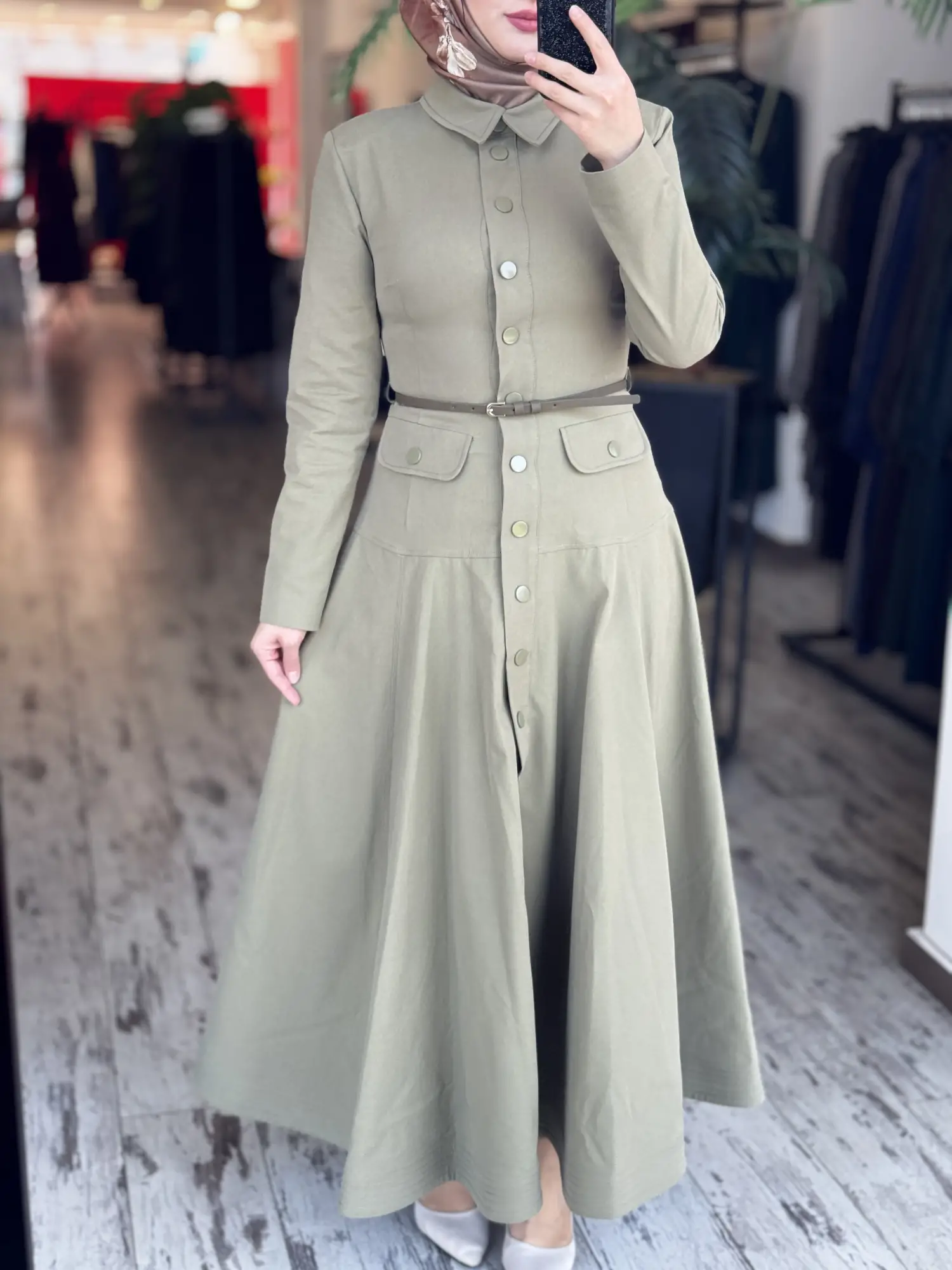 Vuu Belden Oturtmalı Denim Elbise