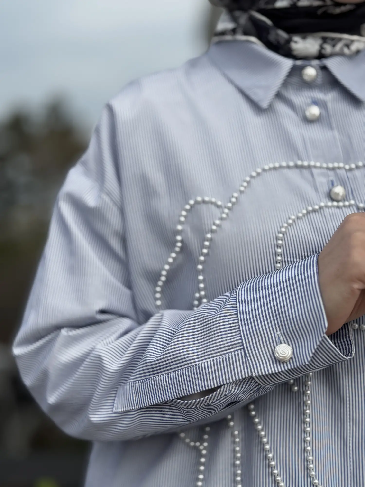 Ghisa İncili Çizgili Gömlek G4318