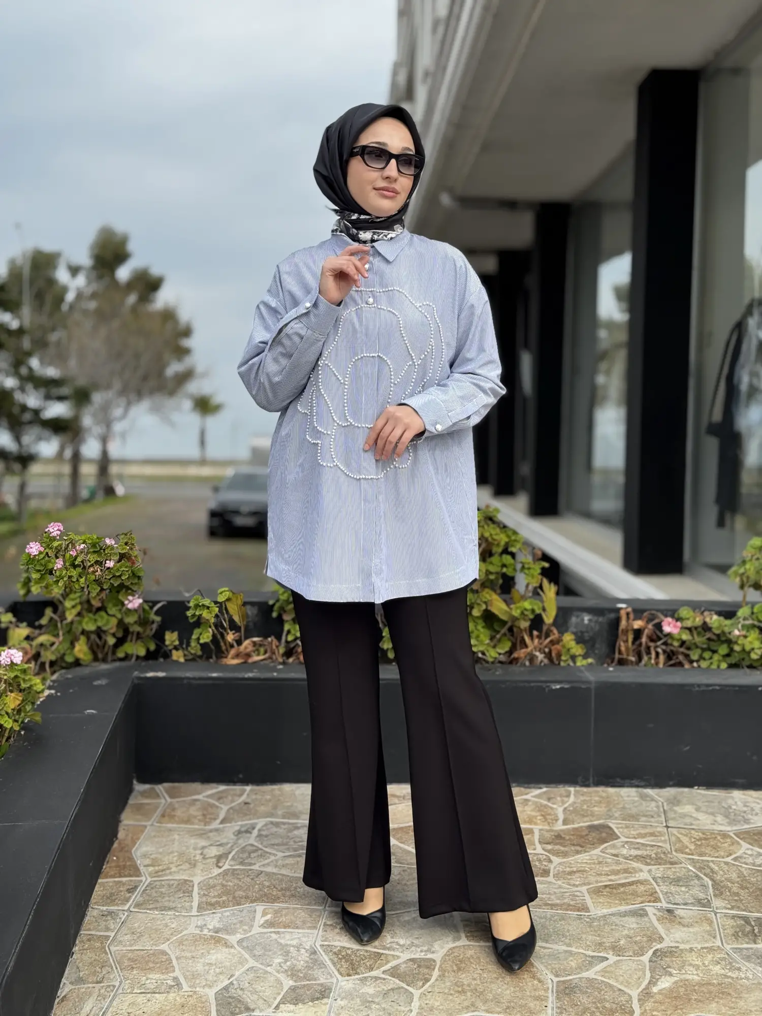 Ghisa İncili Çizgili Gömlek G4318