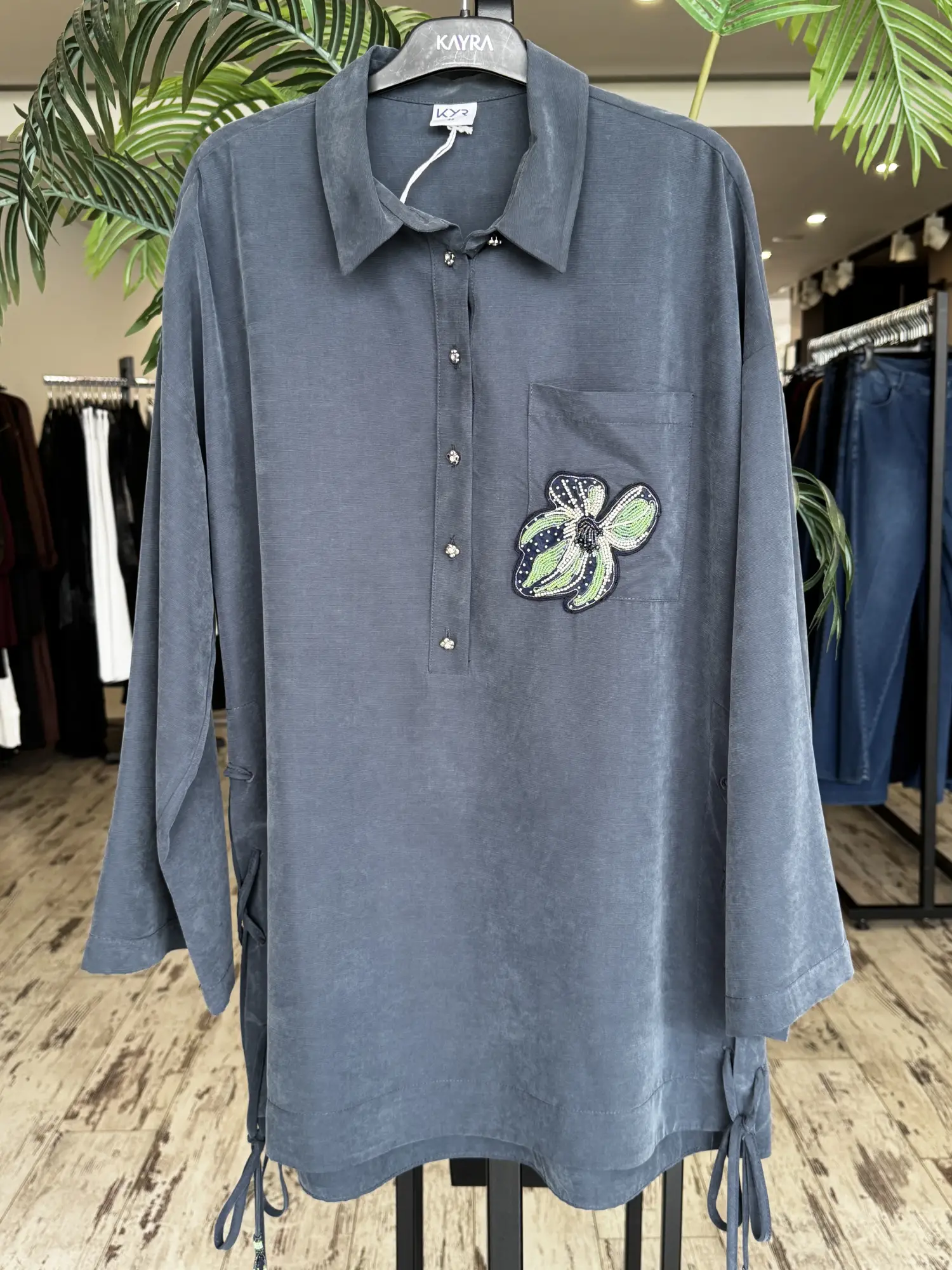 Cebi Boncuk İşlemeli Yağları Bağcıklı Tunik KA81050