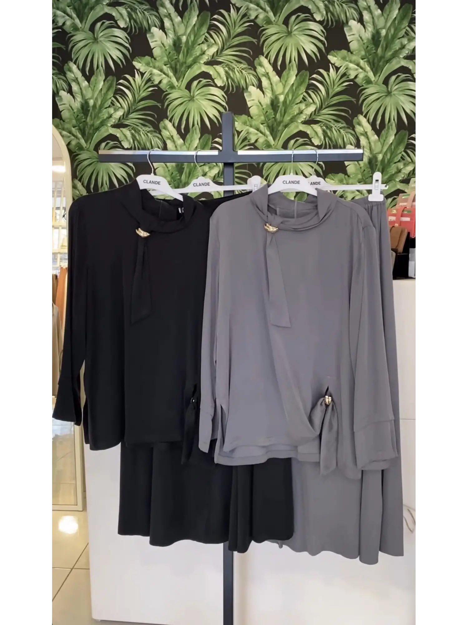 Clande Cupra İpek Bluz Etek Takım