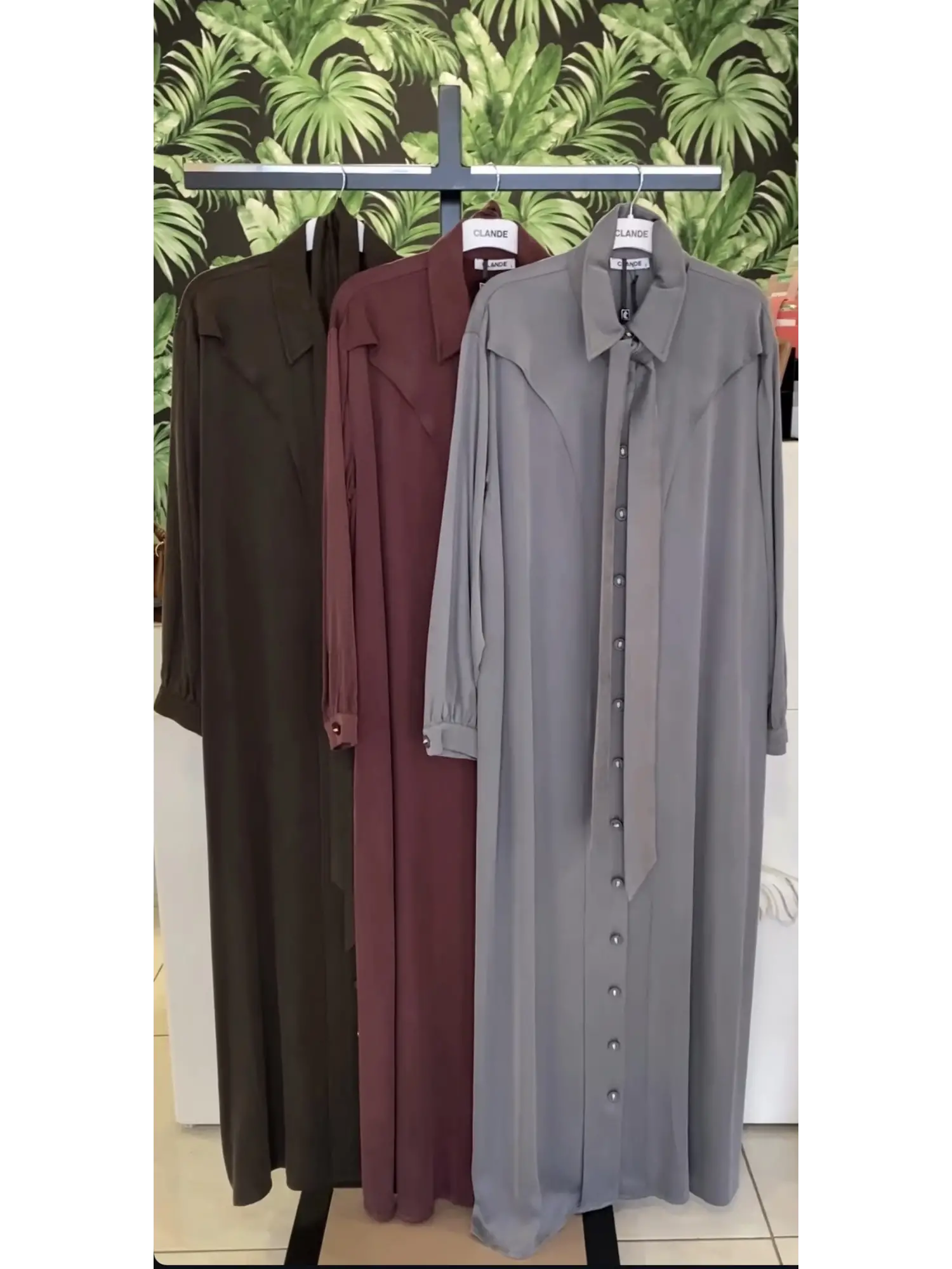 Clande Önü Düğmeli Cepli Cupra İpek Elbise / Ferace