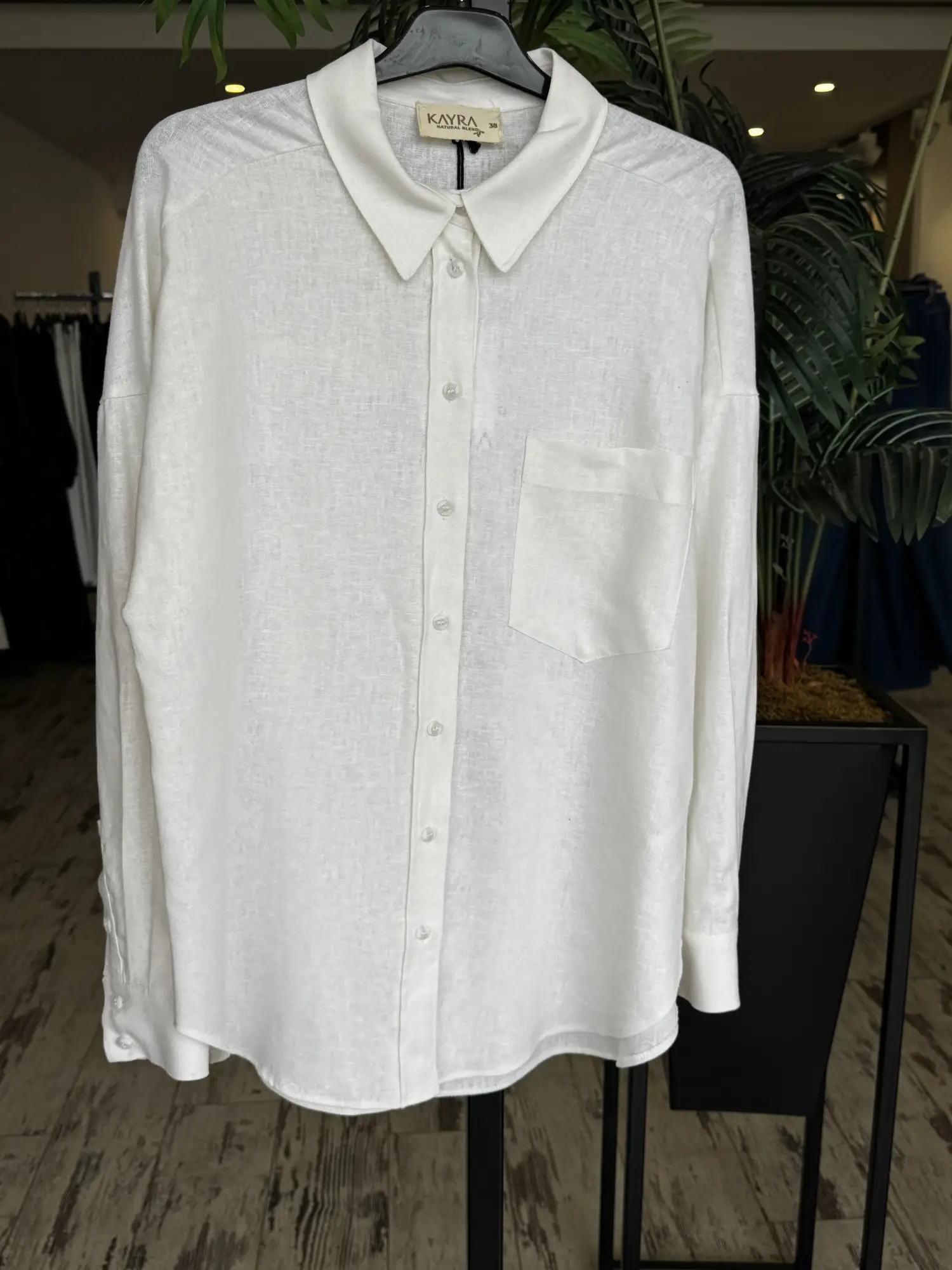 Kayra Yaka Cepli Basic Keten Gömlek KA21134