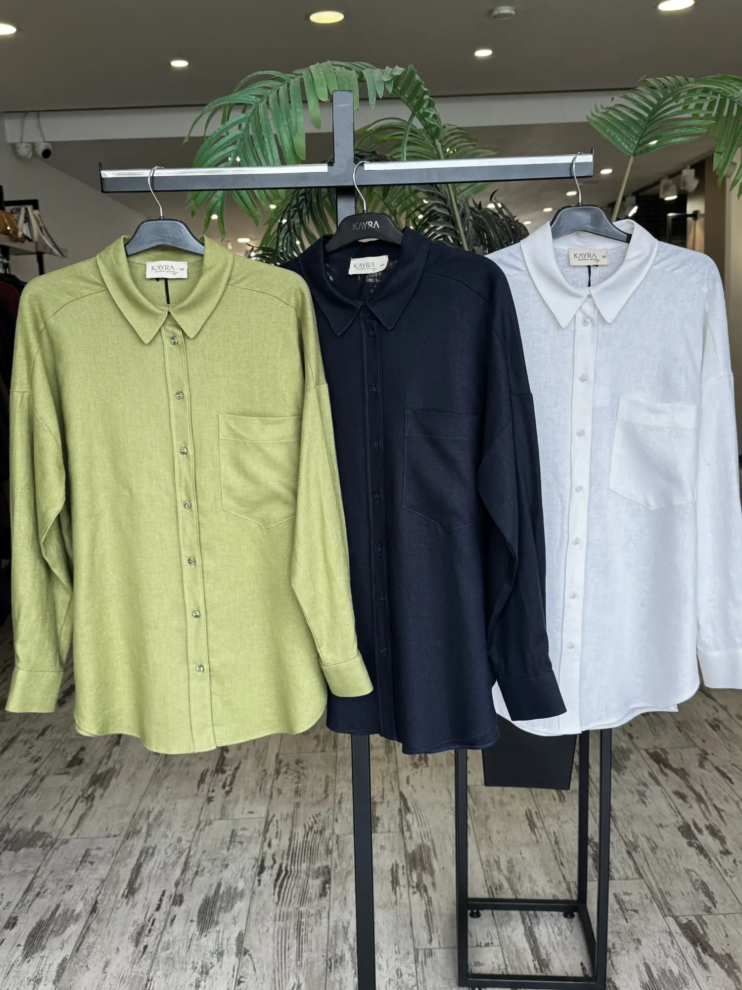 Kayra Yaka Cepli Basic Keten Gömlek KA21134