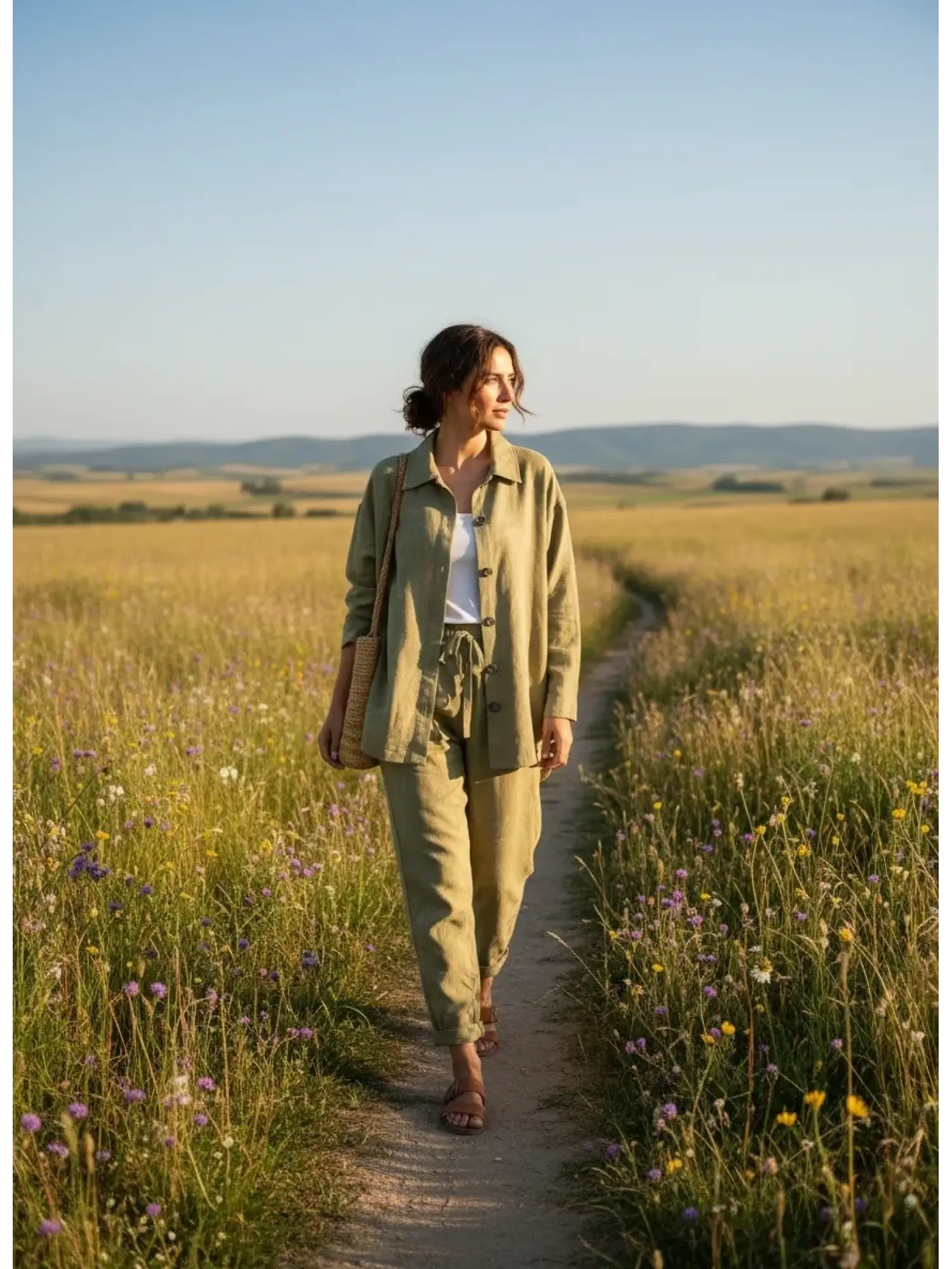 Kayra Kendinden Desenli Tencel Kap Pantolon Takım KA16063